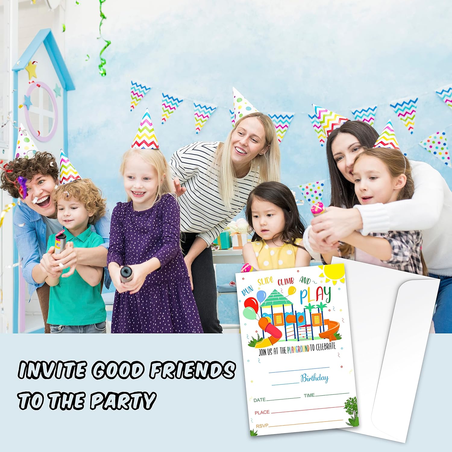 Zodvery Playground Birthday Invitations Set of 20 with Envelopes