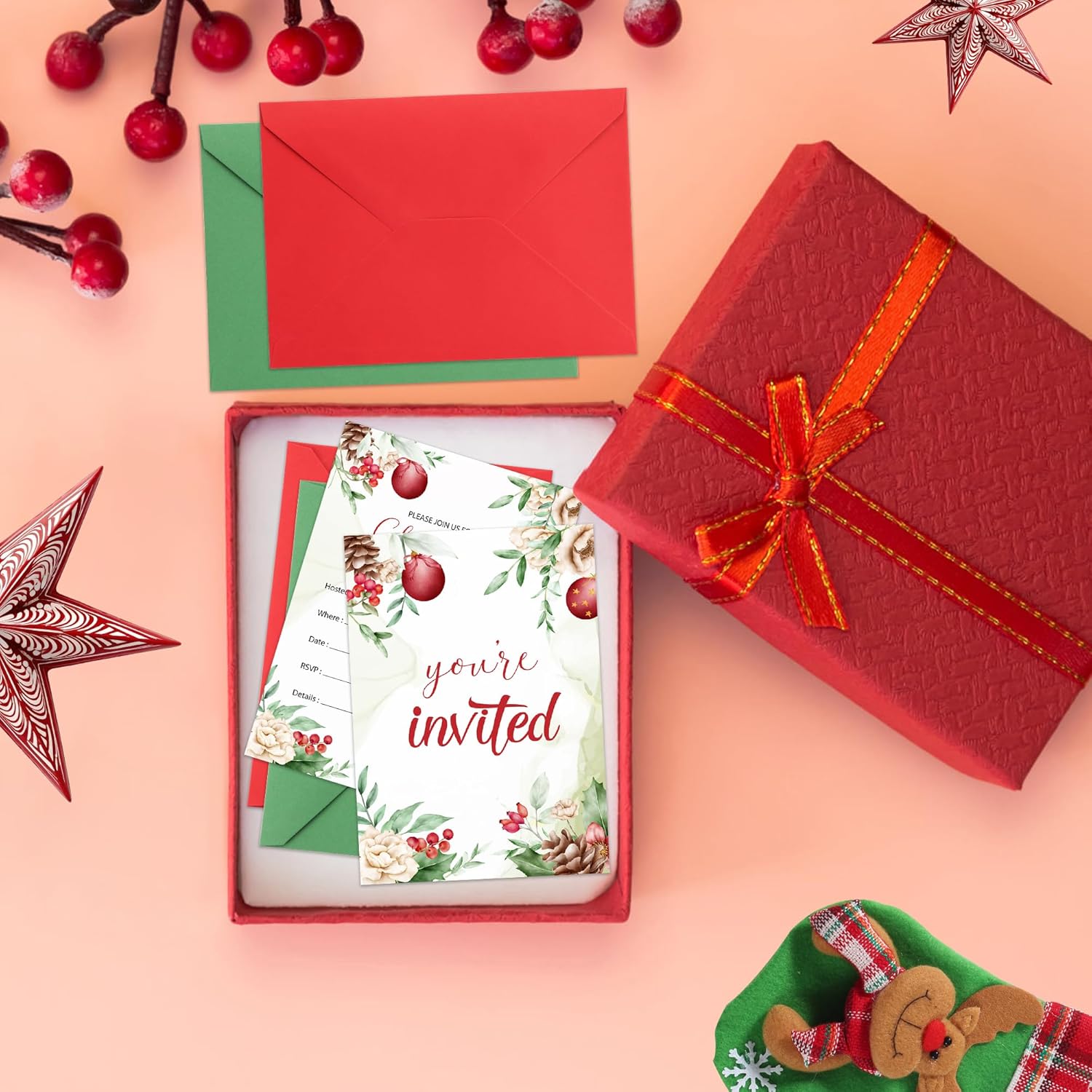 30 Pack Christmas Party Invites with Envelopes