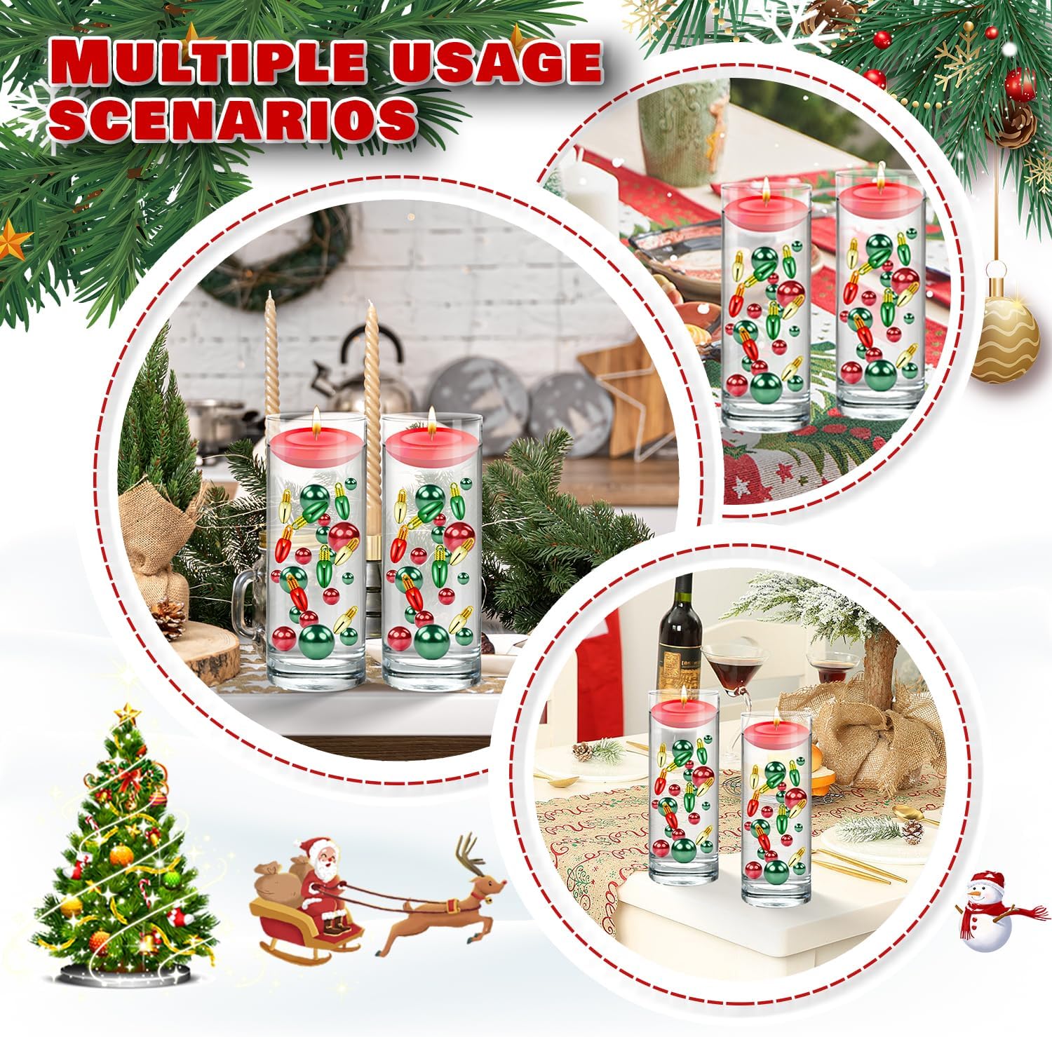 4114 Piece Christmas Vase Filler with Floating Candles and Clear Water Beads