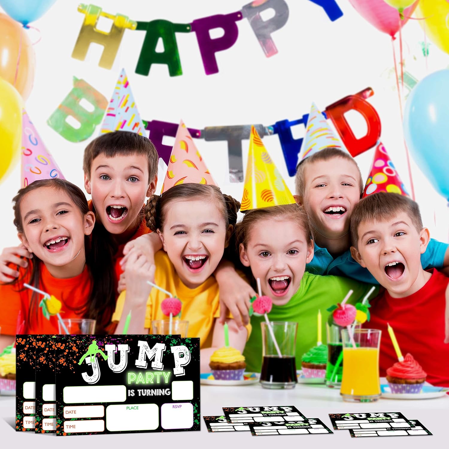 YSTEP 20 Birthday Invites with Envelopes 4x6 Trampoline Bounce House Party