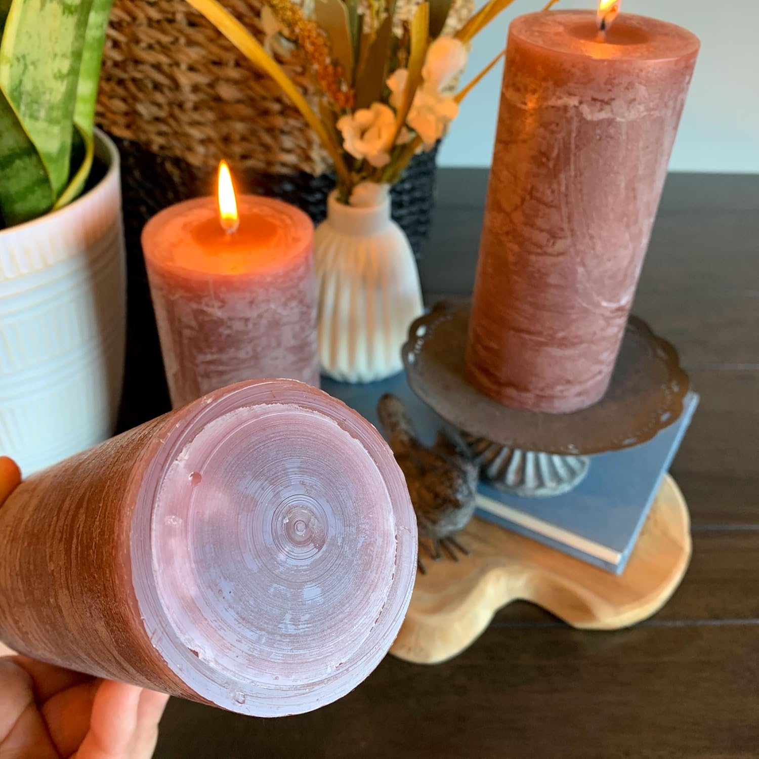 3 Piece Pillar Candle Set Taupe 68 Hours Burn