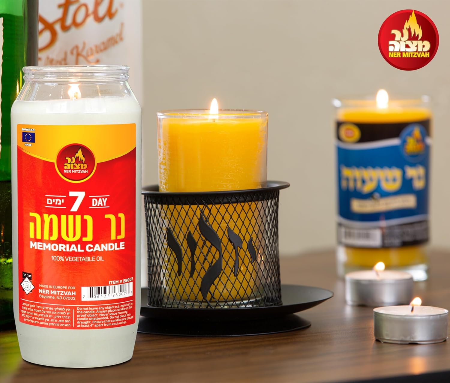 7 Day Yartzeit Candle - 3 Pack Kosher Jar Candles