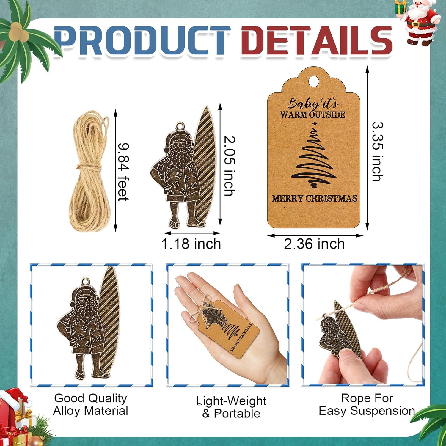 Suncalla 20 Sets Summer Christmas Keychain Decorations