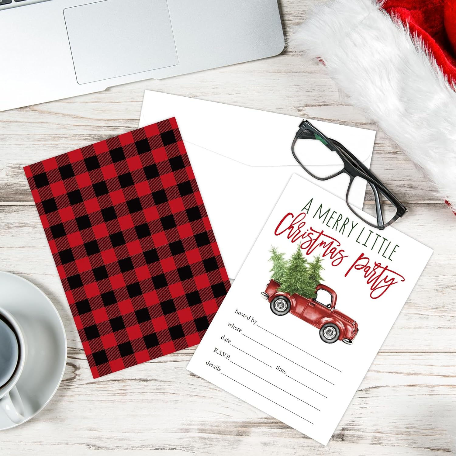 Whaline 25 Pack Christmas Party Invitations with Envelopes