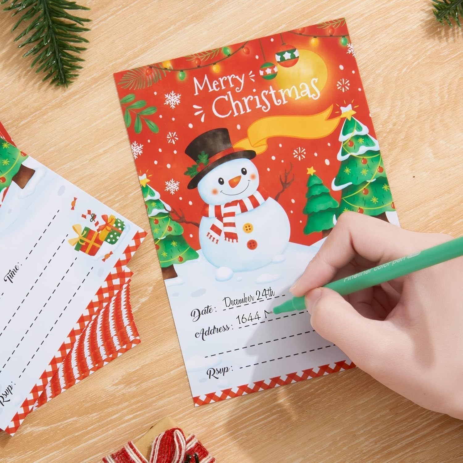 WERNNSAI 24 Pack Christmas Party Invitations with Envelopes and Stickers