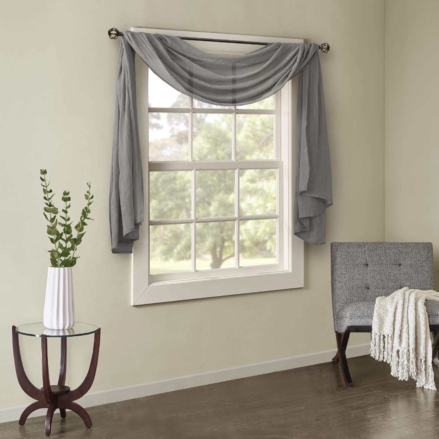 Madison Park Harper Sheer Curtain - 42 x 144 Grey
