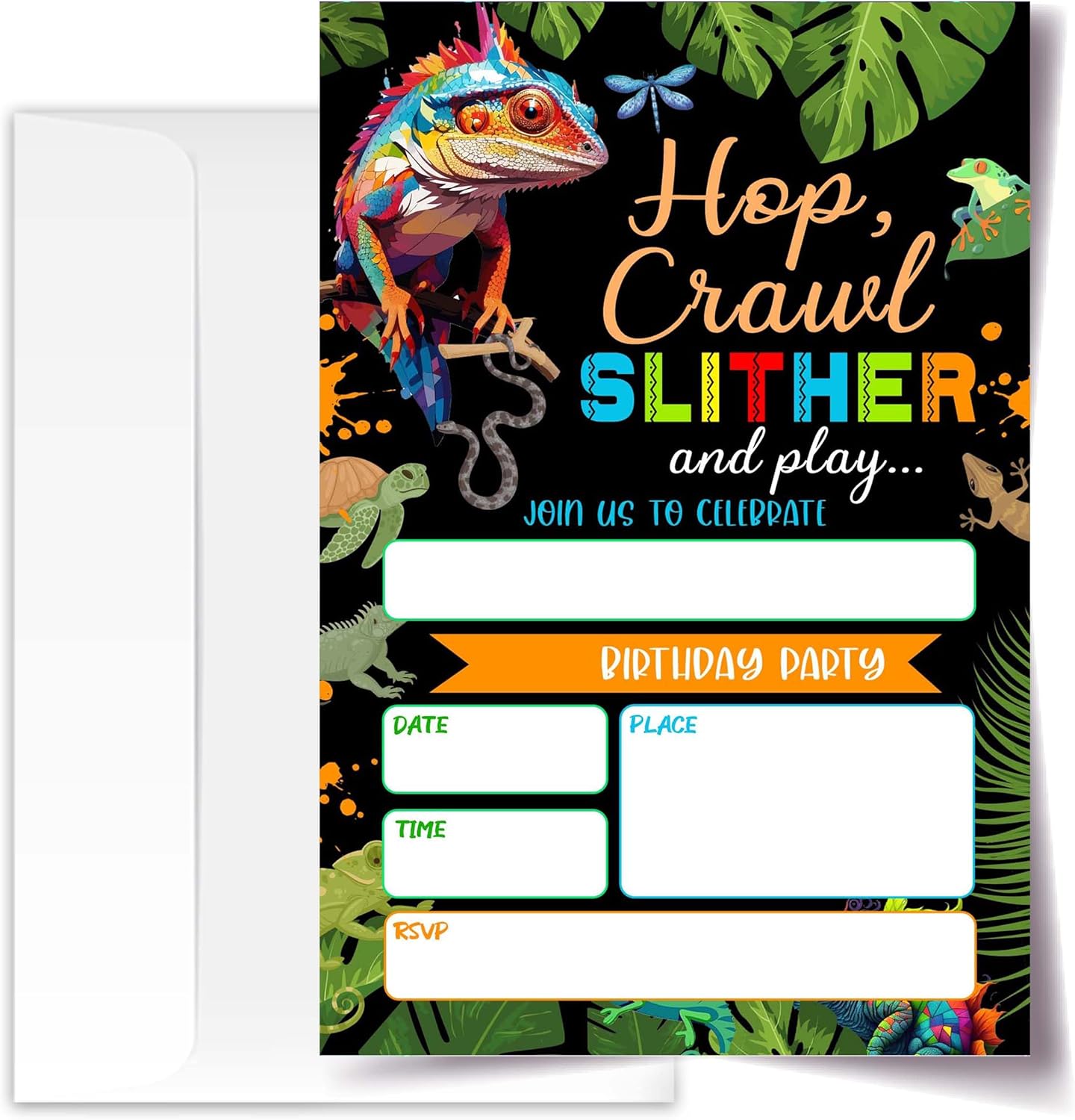 4x6 Reptile Birthday Invitations with Envelopes