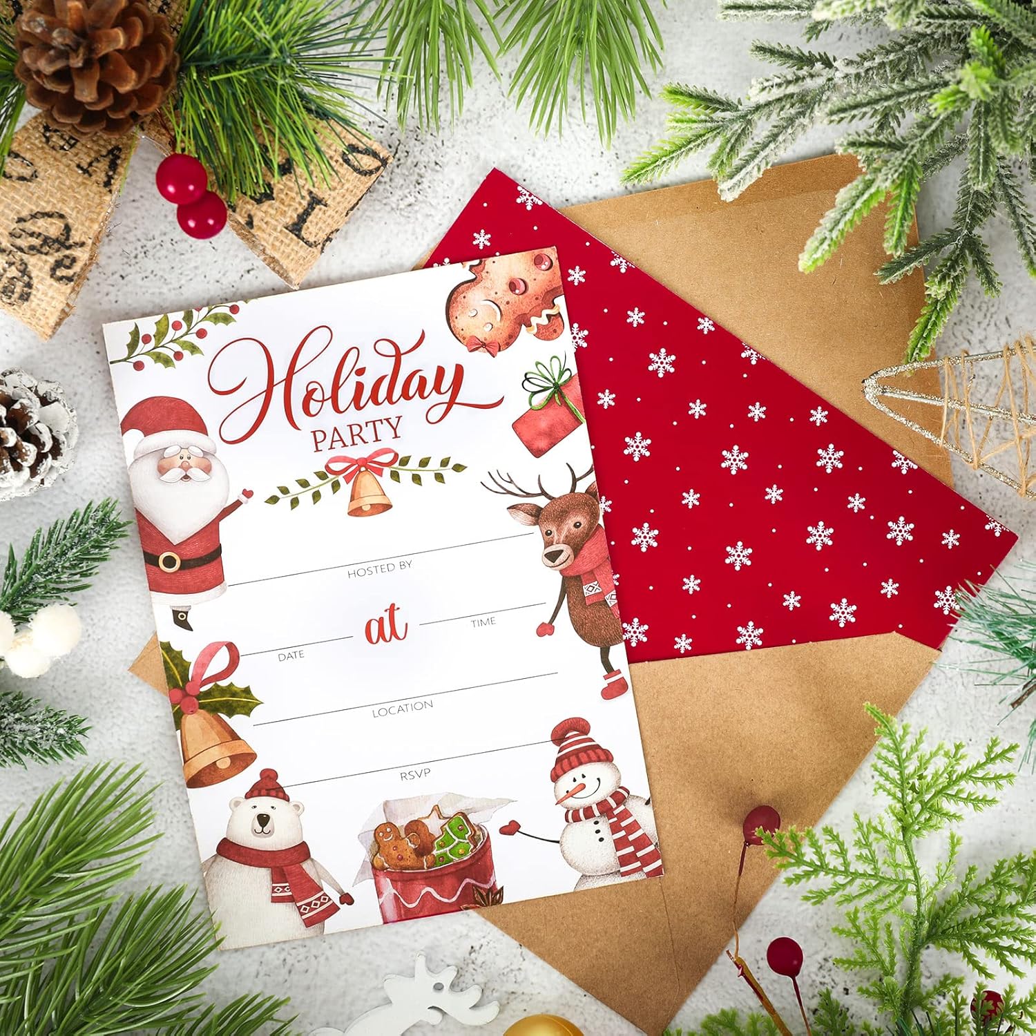 Whaline Christmas Party Invitations 25 Pack