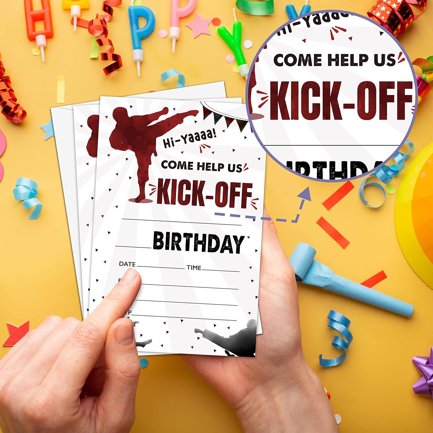 Levitatinyear Karate Birthday Invites 4x6 Inches Set of 20