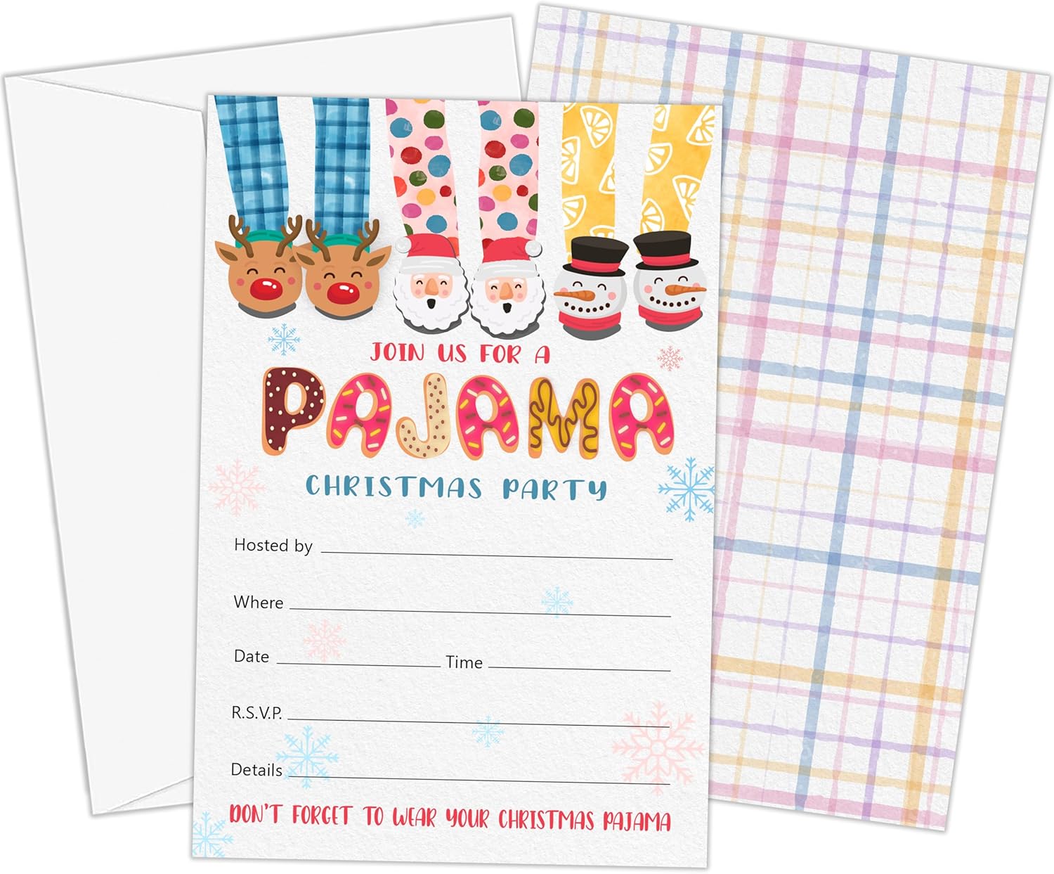 Christmas Party Invites with Envelopes 25 Pajama Invites for Holiday Celebration