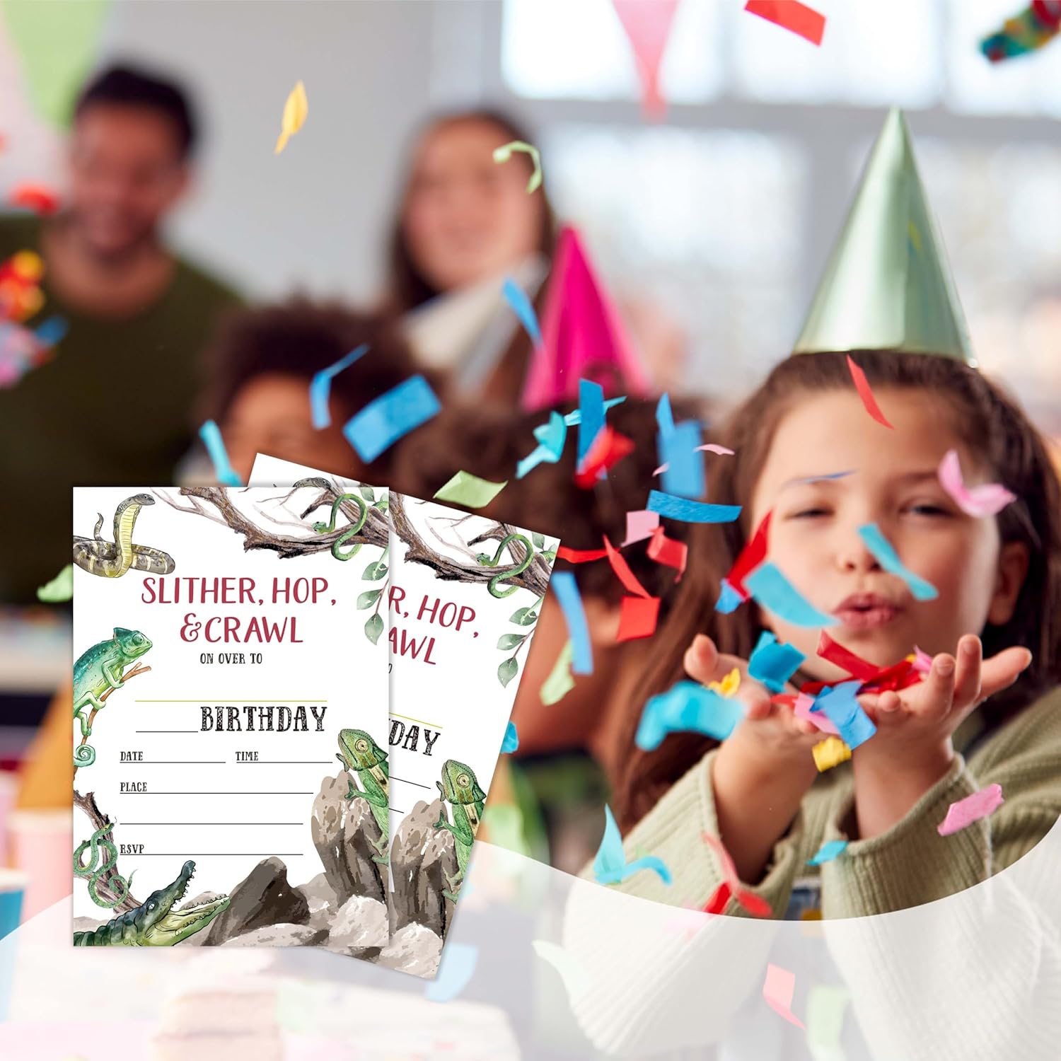 Reptile Birthday Invitations with Envelopes Pack of 20