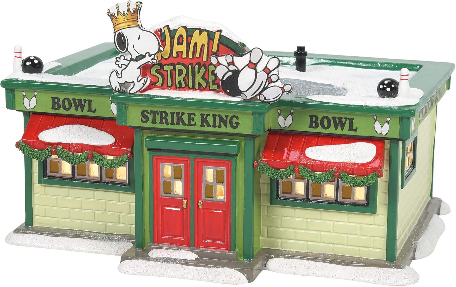 Department 56 Peanuts Village Strike King Bowling Alley Building