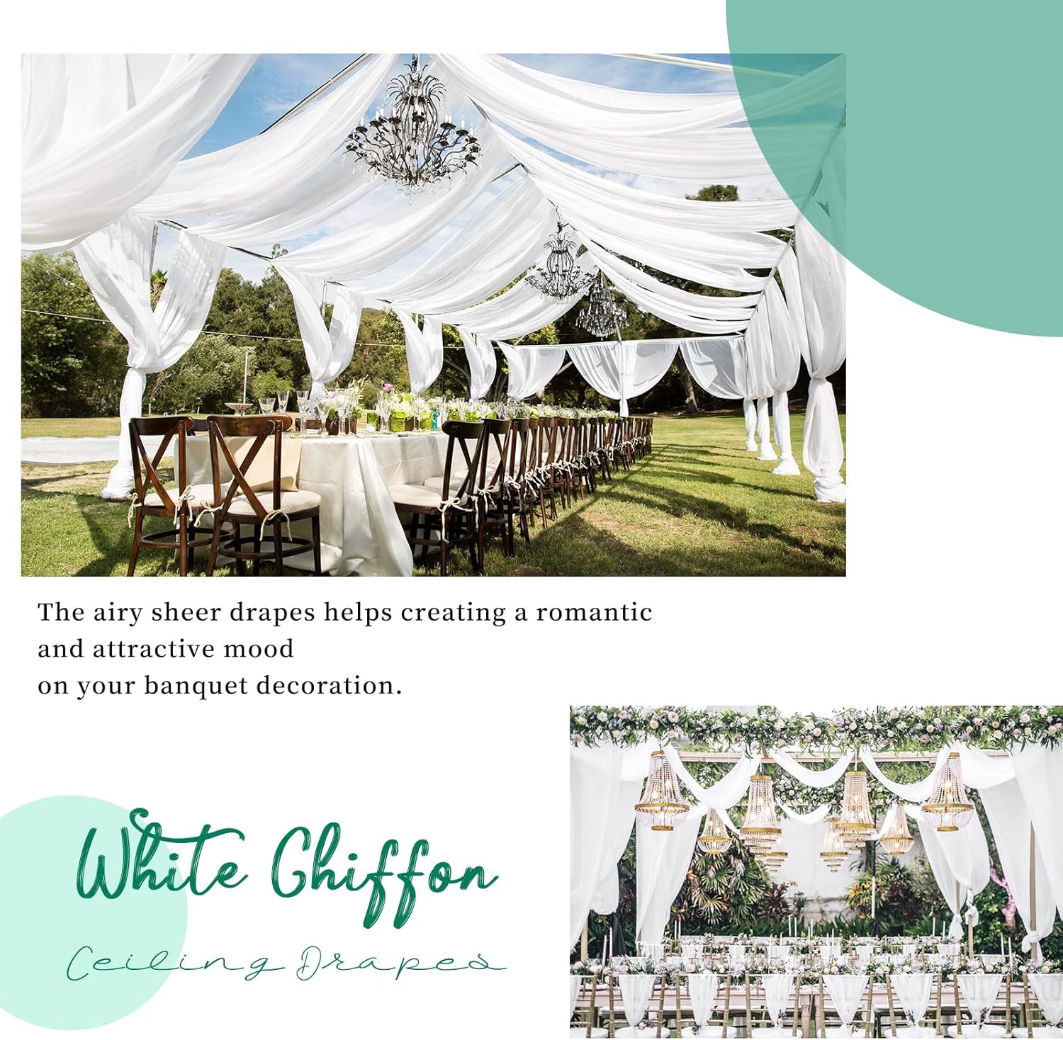 10 Panels White Ceiling Drapes Wedding Arch Decor