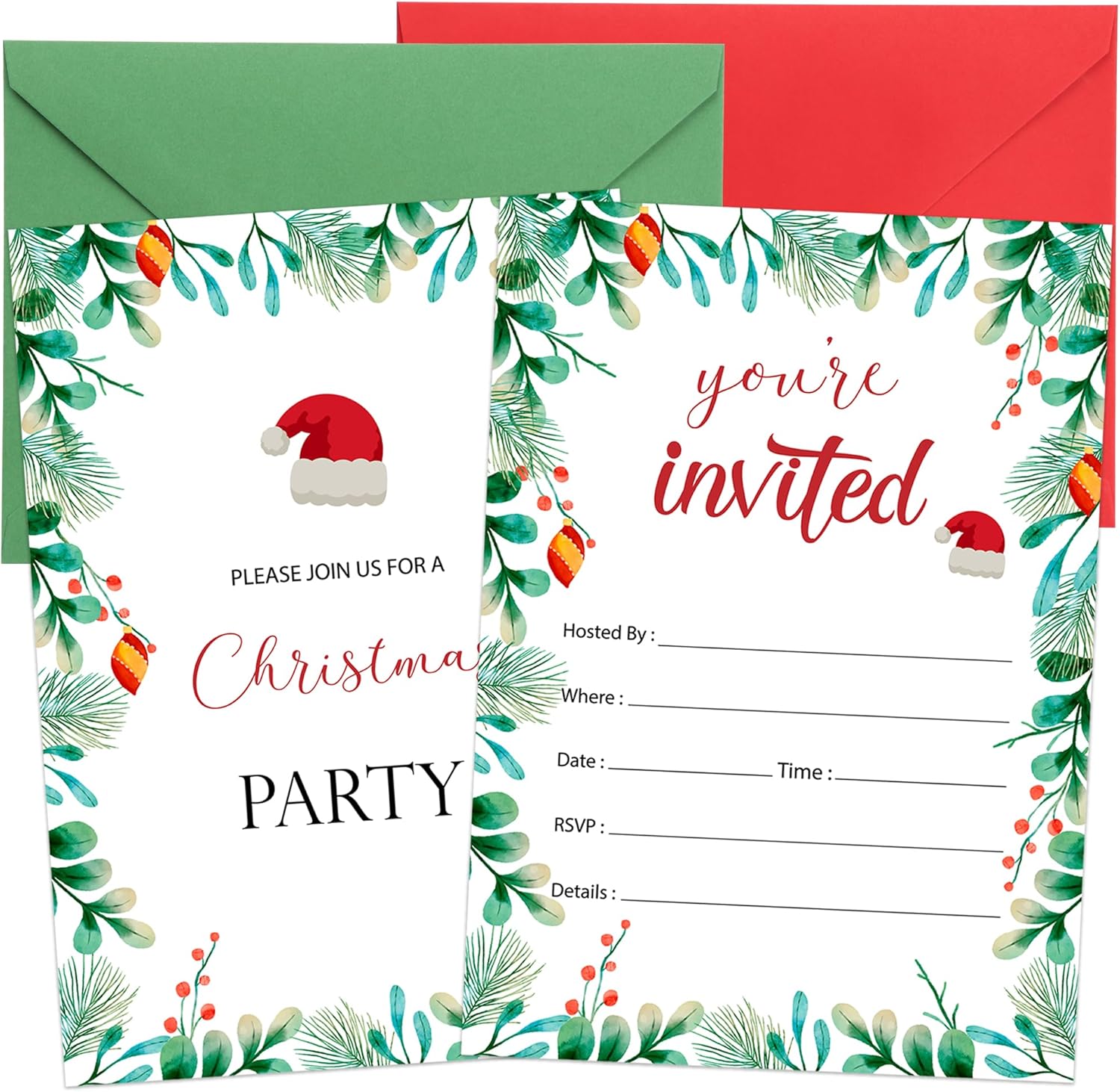Lucleag 30 Pack Christmas Party Invitations with Envelopes