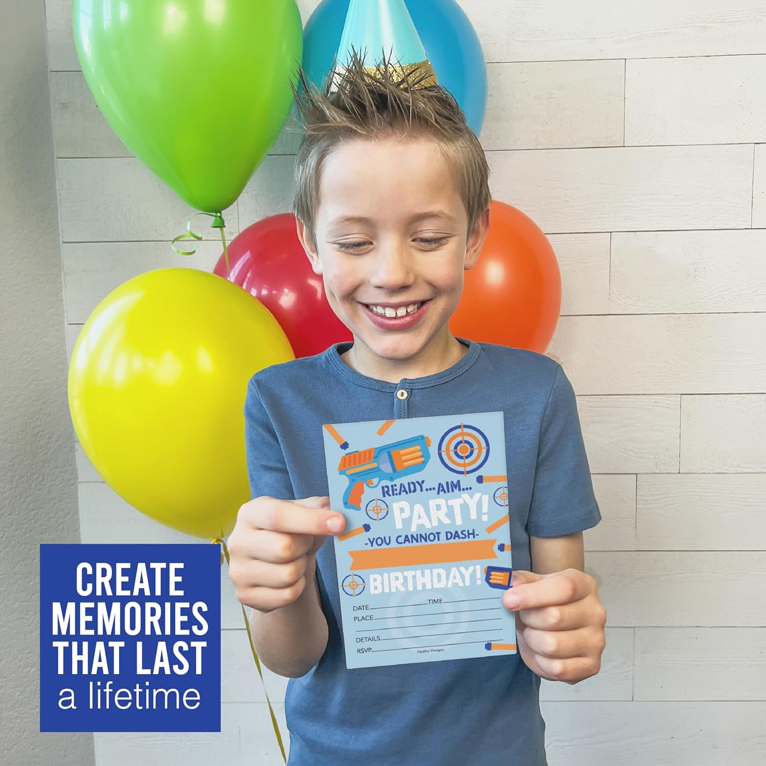 Hadley Designs Dart War Birthday Invitations for Boys