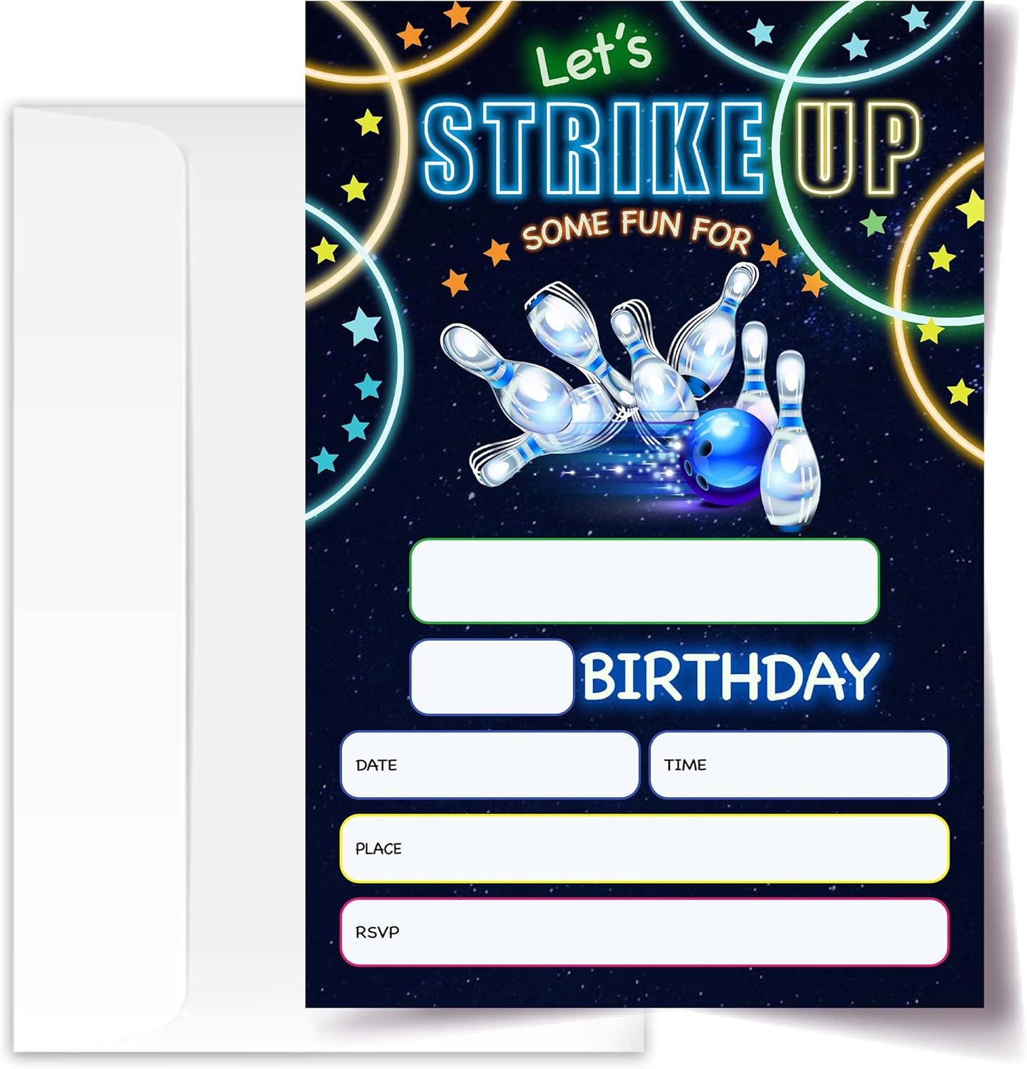 Bowling Birthday Invitation Cards with Envelopes Pack of 20 4x6
