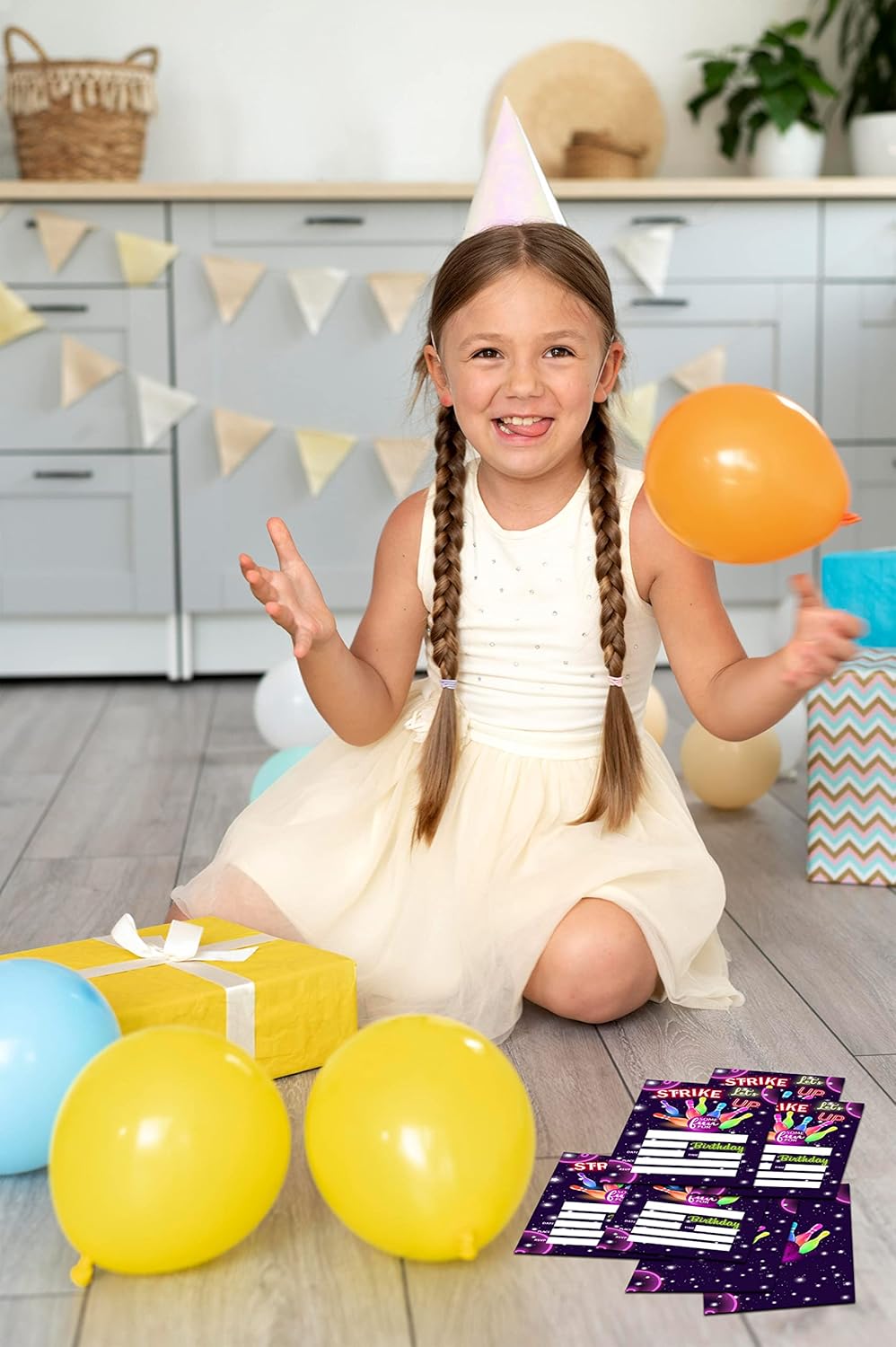 DETIHO 4x6 Bowling Birthday Invitation Cards - 20 Sets