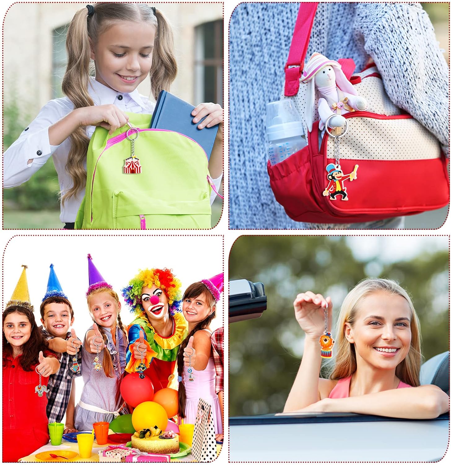 36 Pcs Circus Animals Keychains Party Favors
