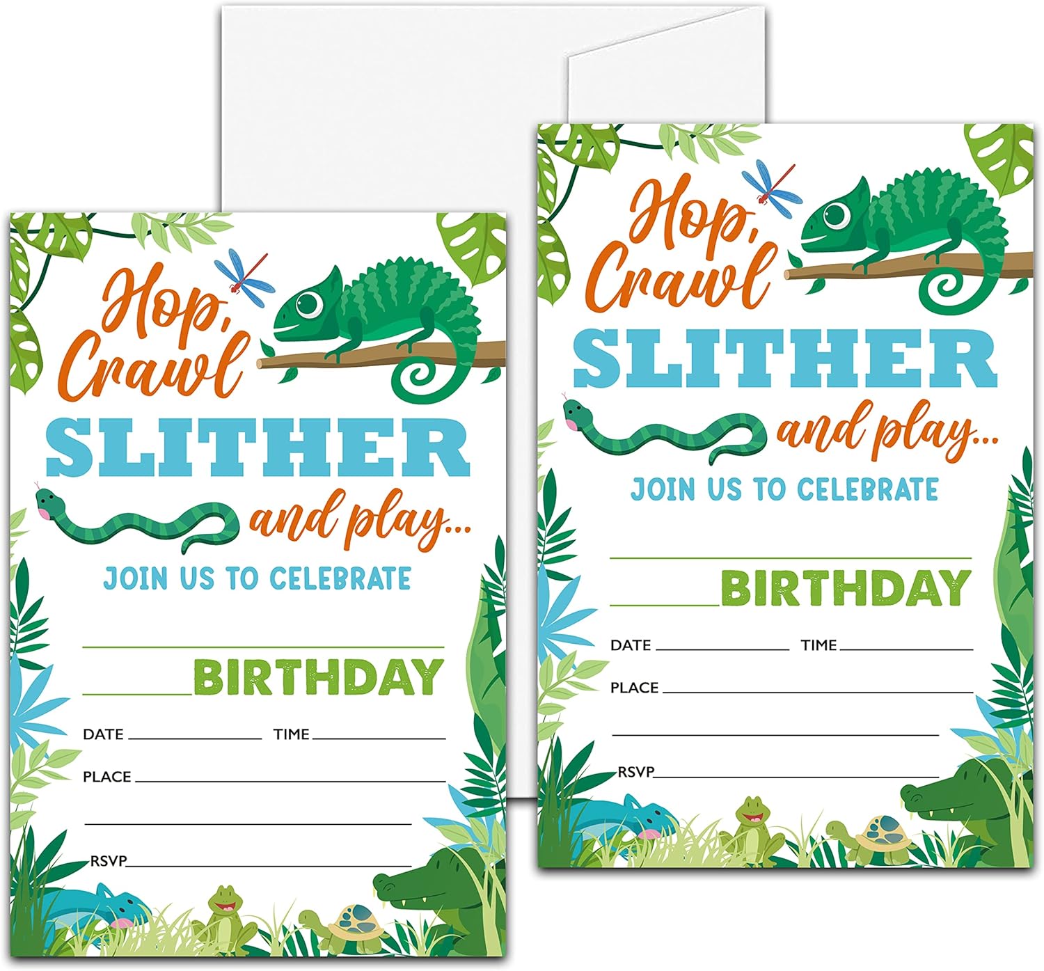 Reptile Themed Birthday Invites for Adults 4x6 Lizard Party Decorations