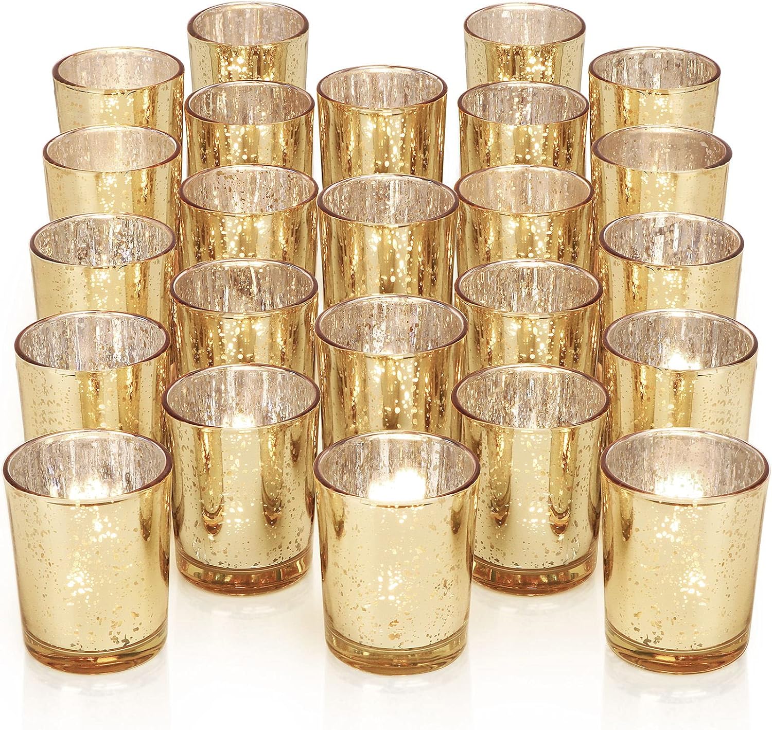 Gold Tea Light Candles Holders for Wedding Centerpieces 24Pcs