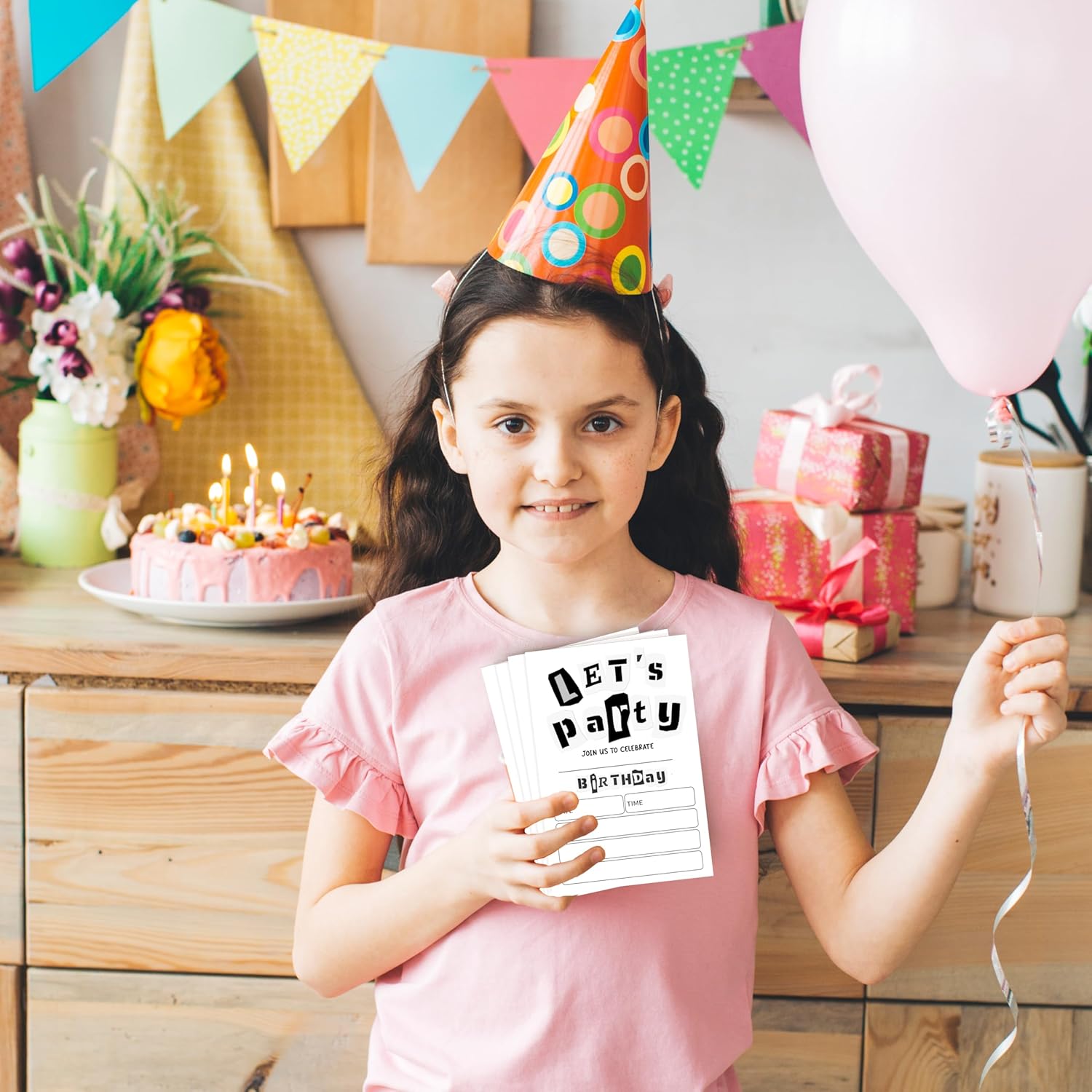 Black and White Birthday Invitations 25 Double-Sided Cards with Envelopes D03