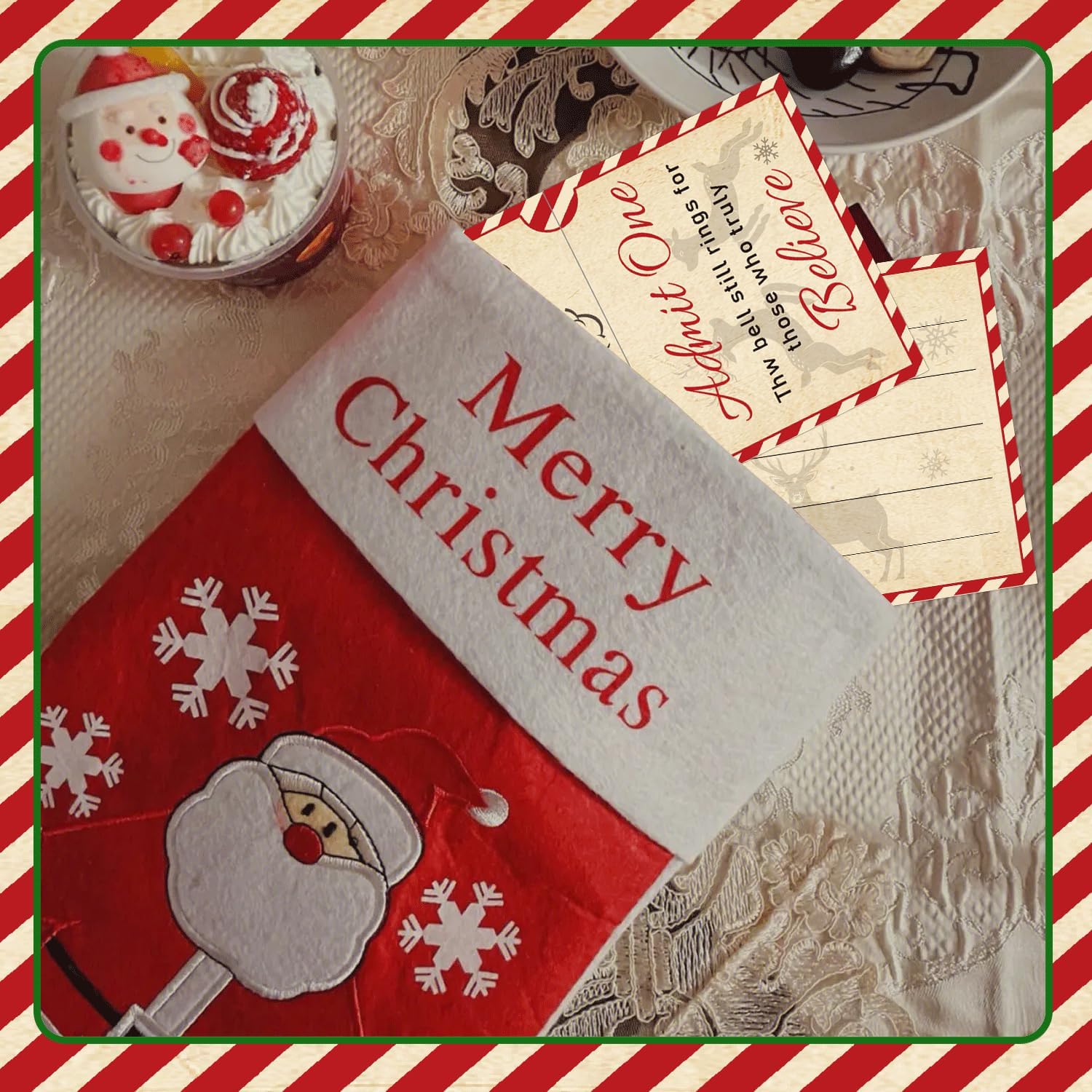 Well Tile 30 Set Christmas Ticket Invitations with Envelopes 3x8 Inch