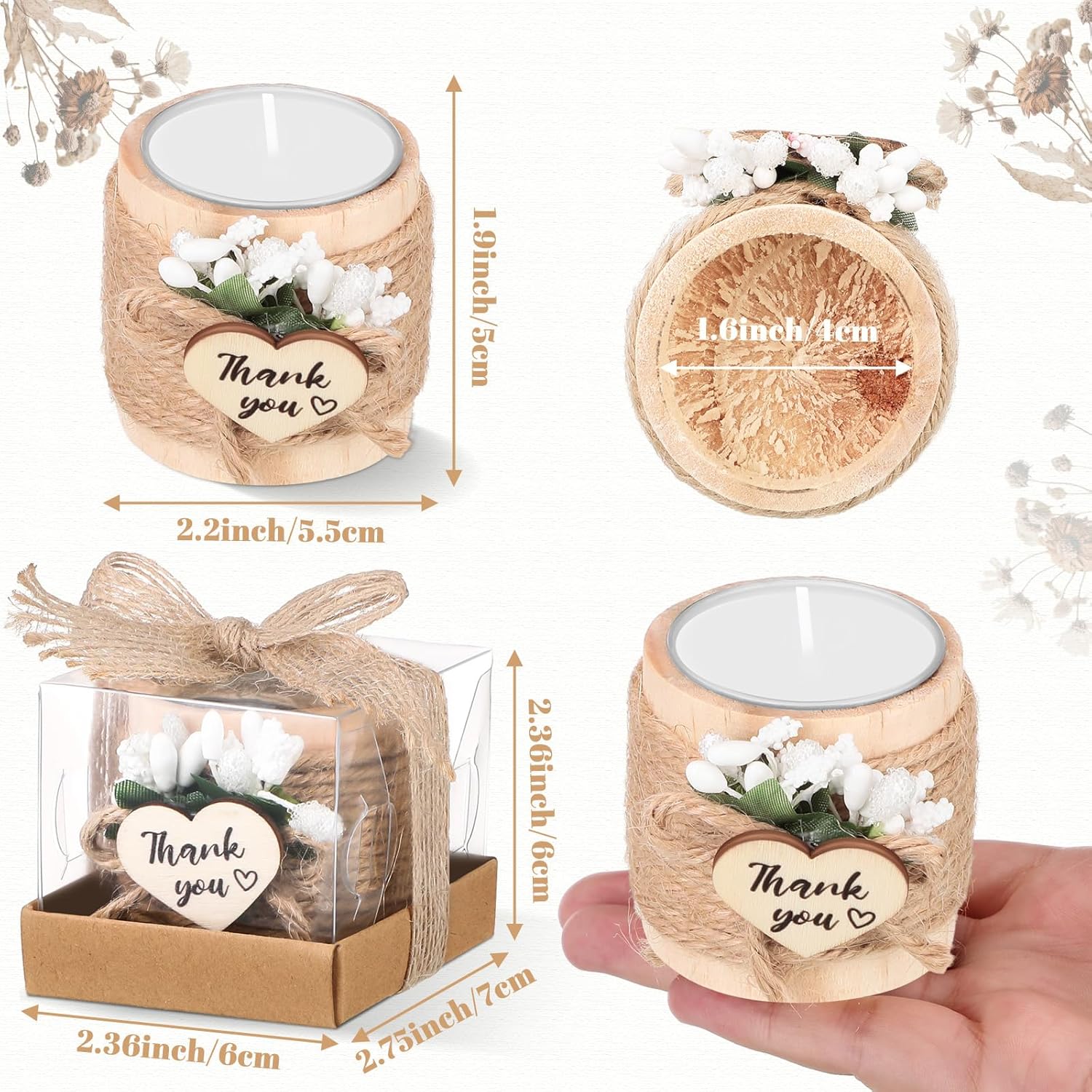 Retisee Wood Candle Holders for Wedding Baby Shower