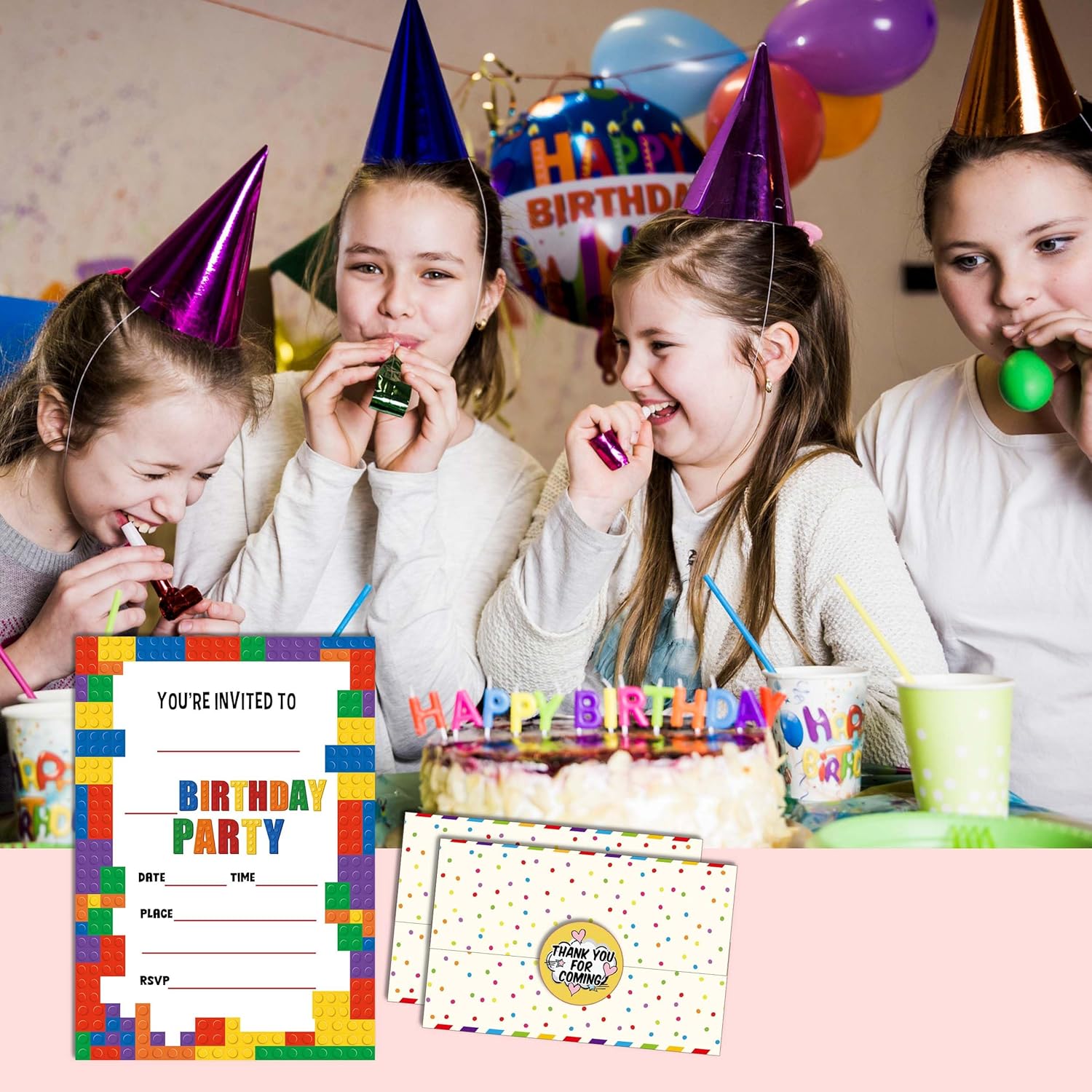 Kids Birthday Invitations with 20 Stickers