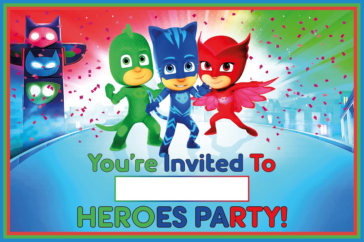 Set of 20 Hero Masks Birthday Invites with Envelopes - Lightweight Postcard Style
