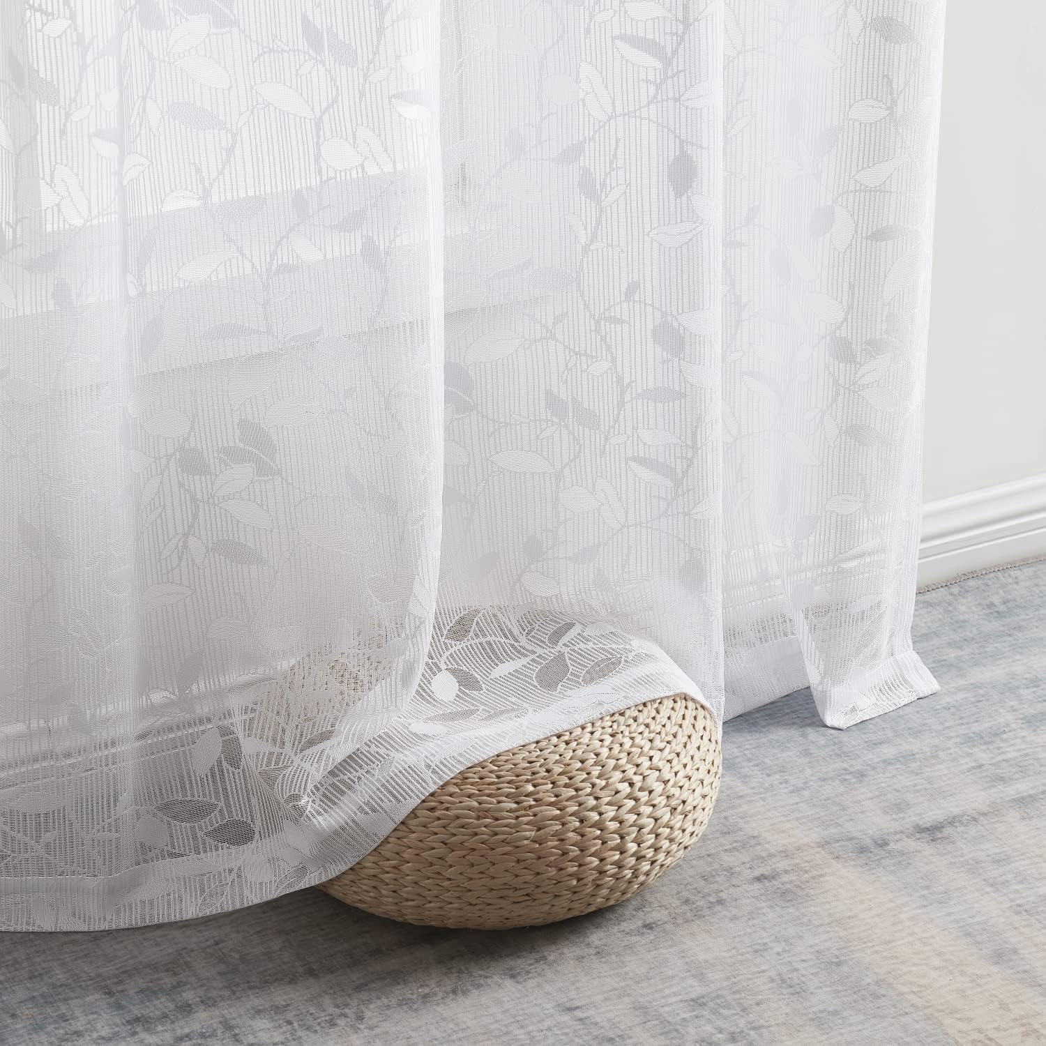 HLC ME Joyce Floral Semi Sheer Curtains Set of 2 Panels