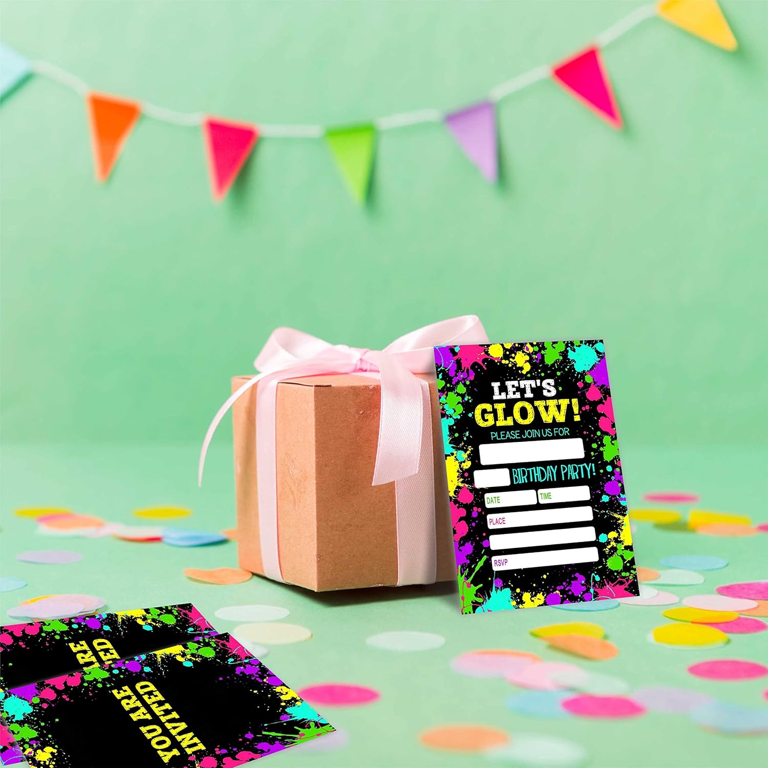 Lets Glow Birthday Party Invitation Cards 20 Count
