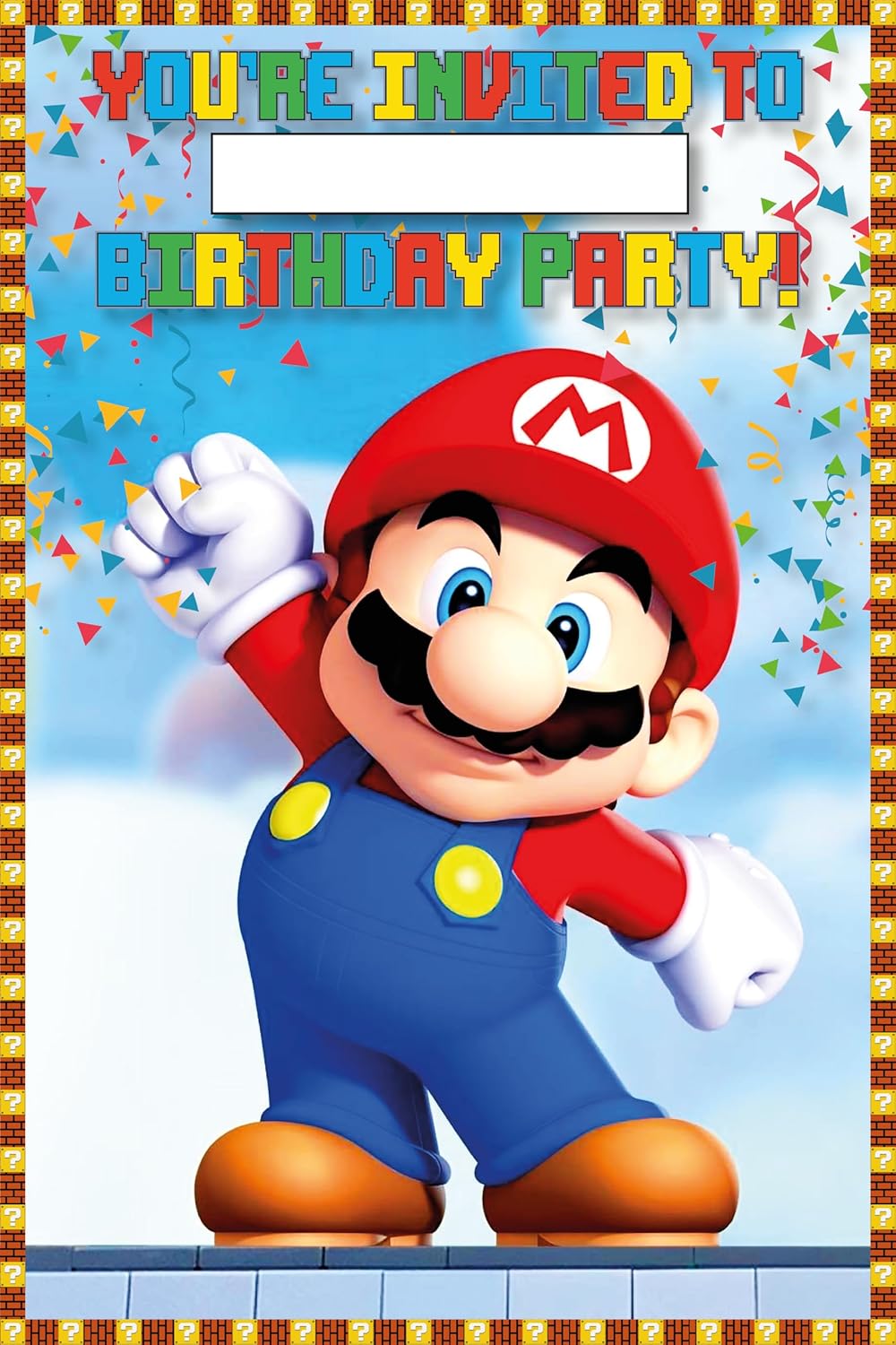 Set of 20 Classic Video Game Themed Birthday Invites