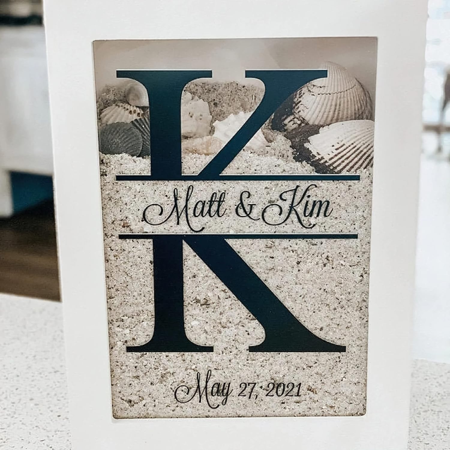Personalized White Shadow Box Frame for Unity Sand Ceremony