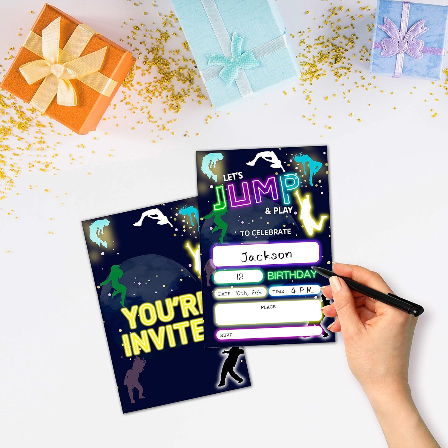 Trampoline Park Birthday Party Invitation Cards For Teens Kids Parties