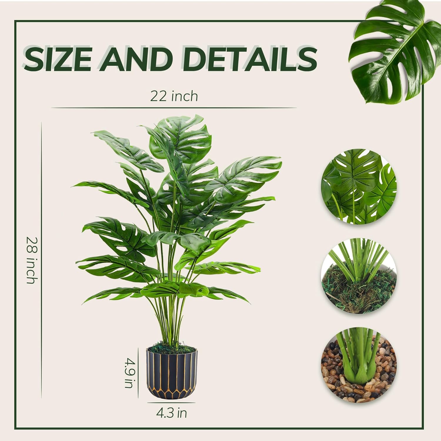 Der Rose Tall Artificial Monstera Plants 28 Indoor Decor