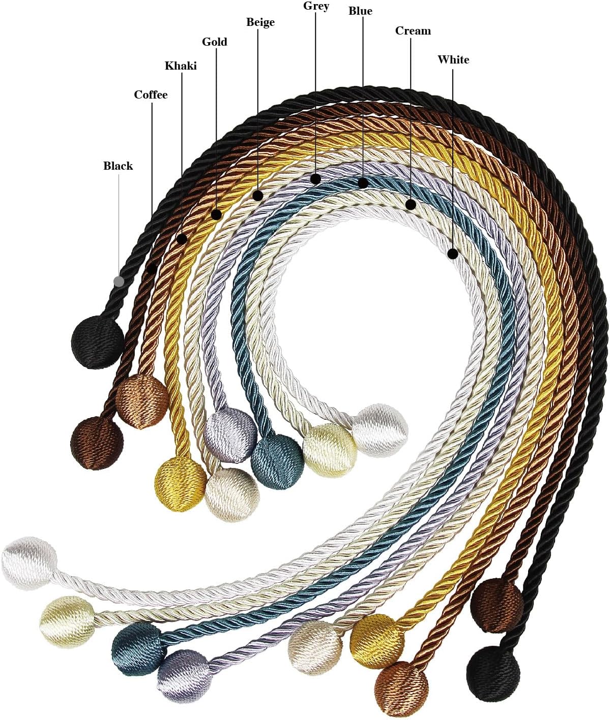 Nieffeiy Modern Grey Curtain Tiebacks Outdoor Elegant