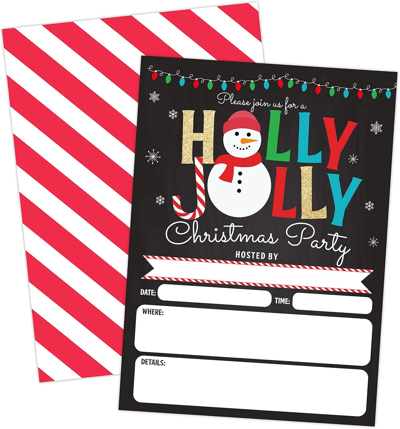 Holly Jolly Snowman Christmas Party Invite Set