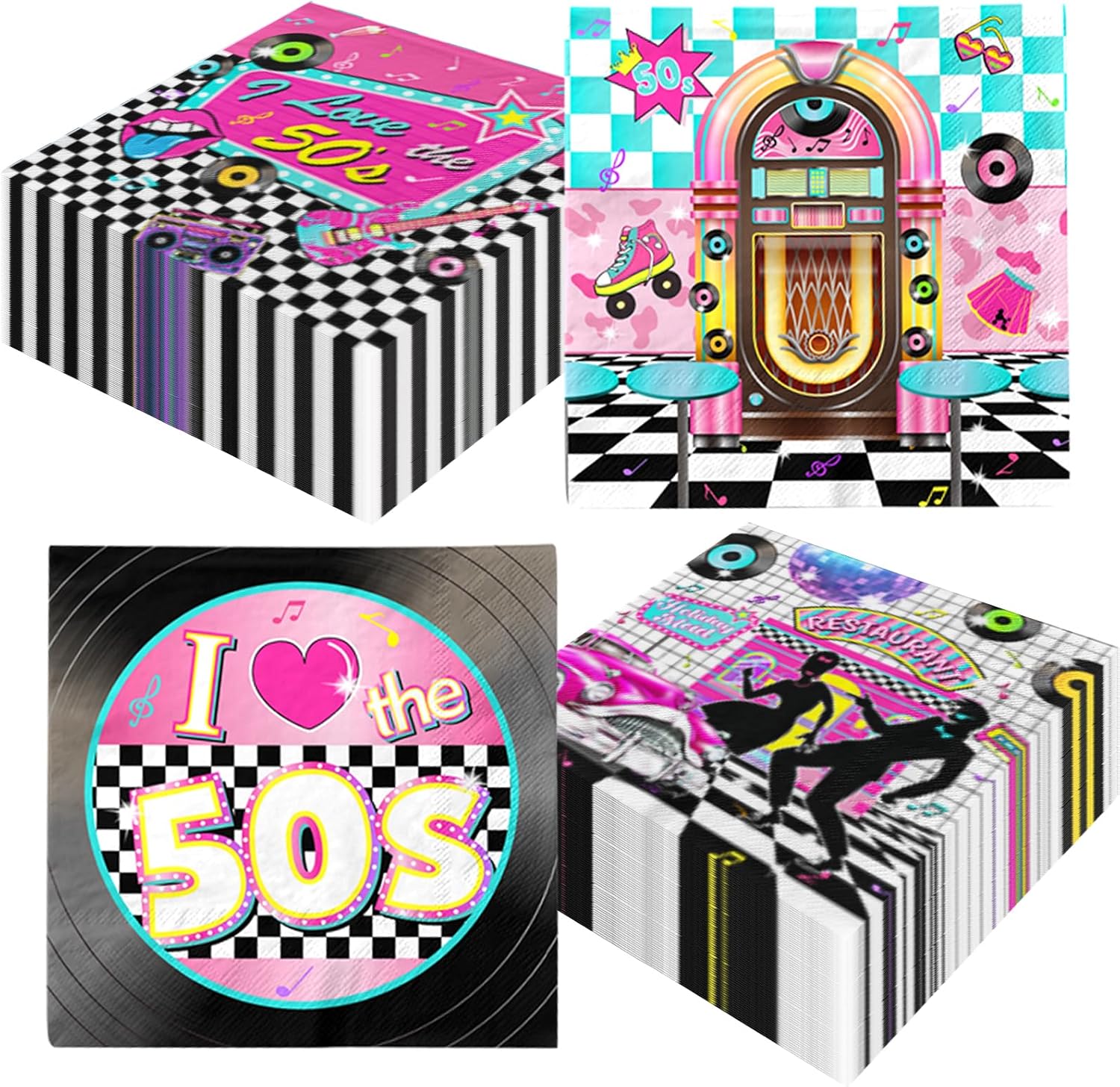 1950s Rock Napkins Set 40pcs for Birthday Party