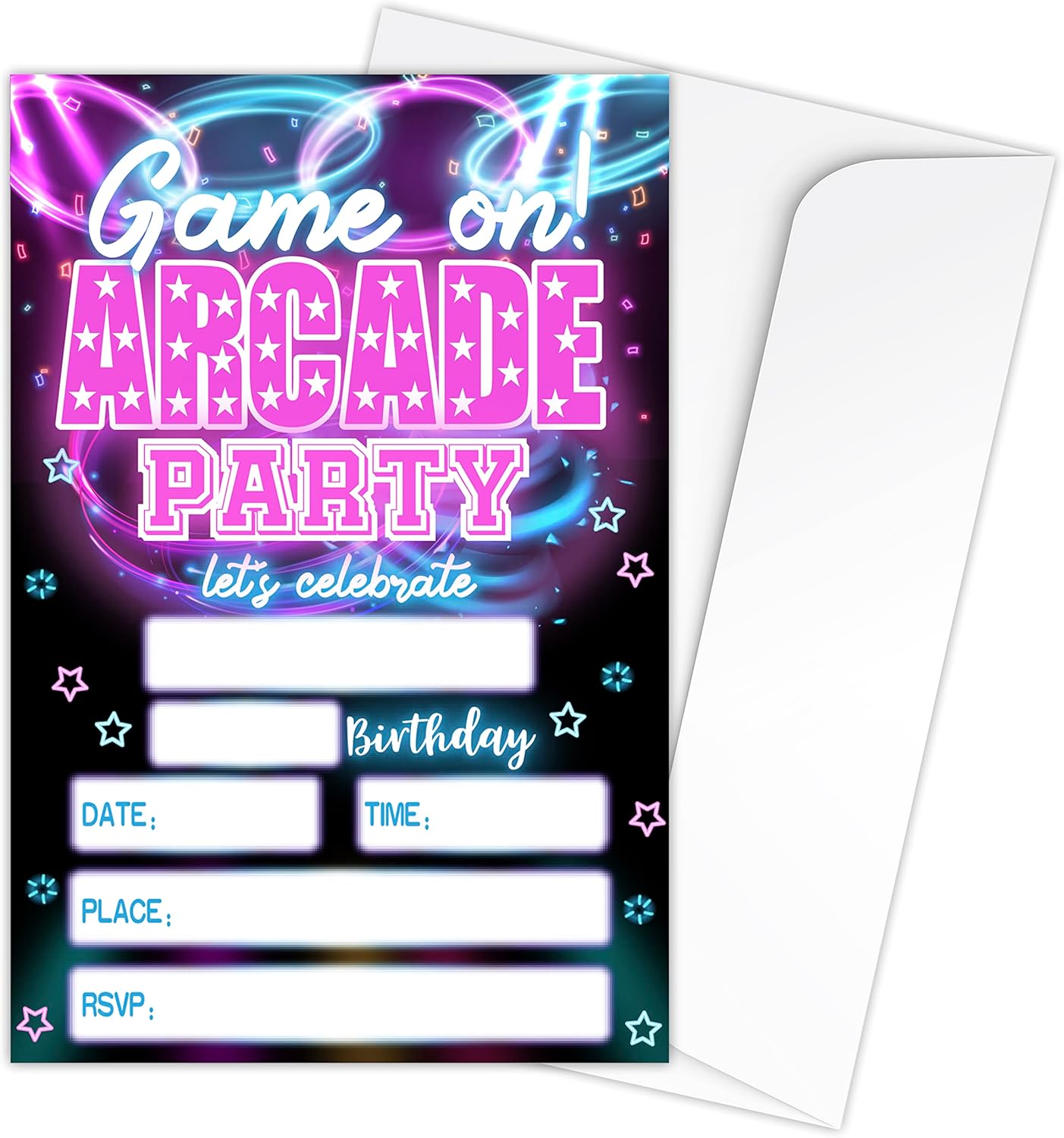 Zodvery Arcade Game Birthday Invitations Set of 20