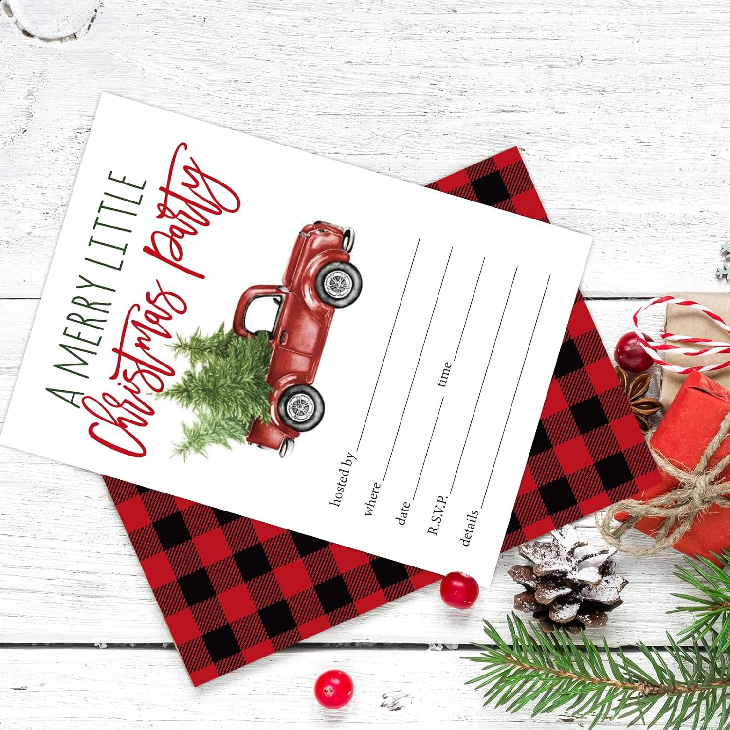Whaline 25 Pack Christmas Party Invitations with Envelopes