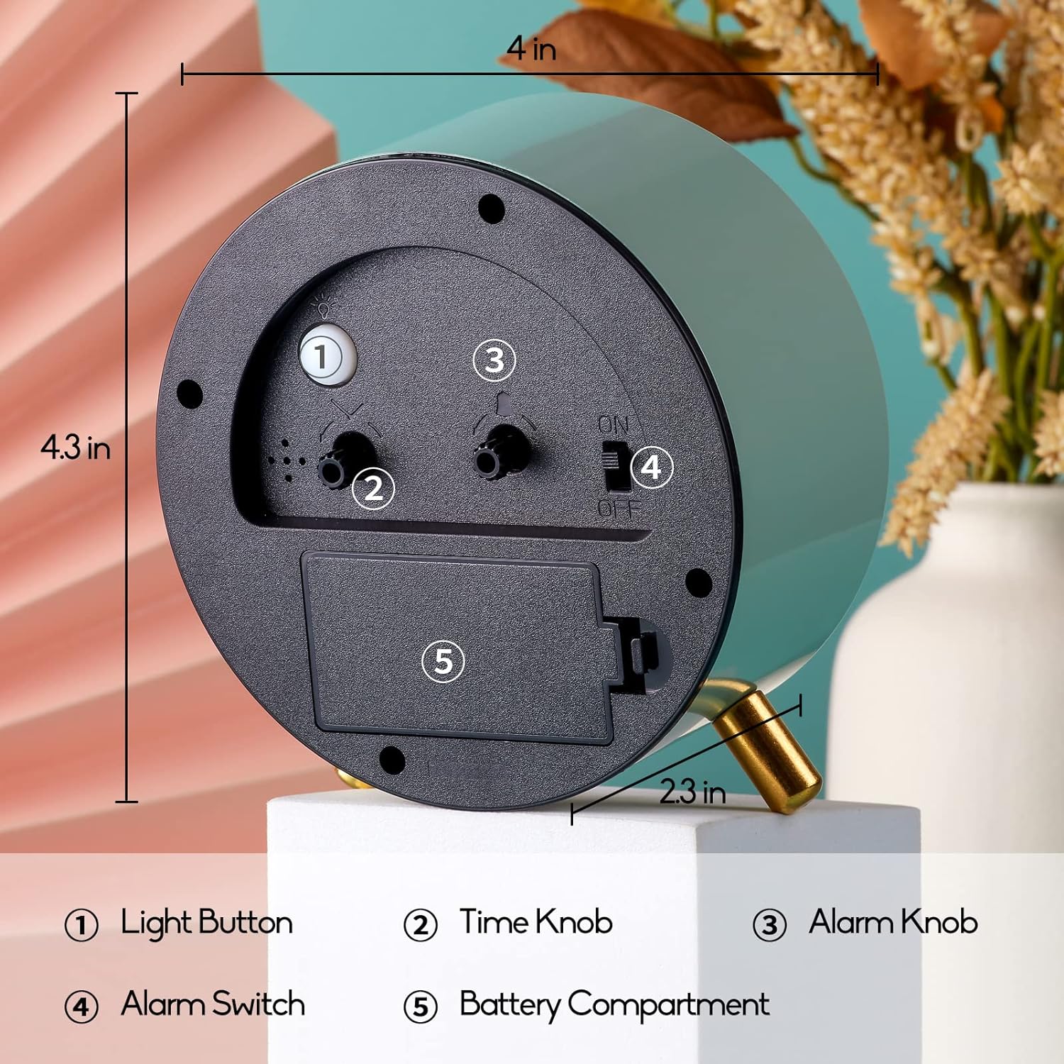 4 Inches Super Silent Alarm Clock with Night Light