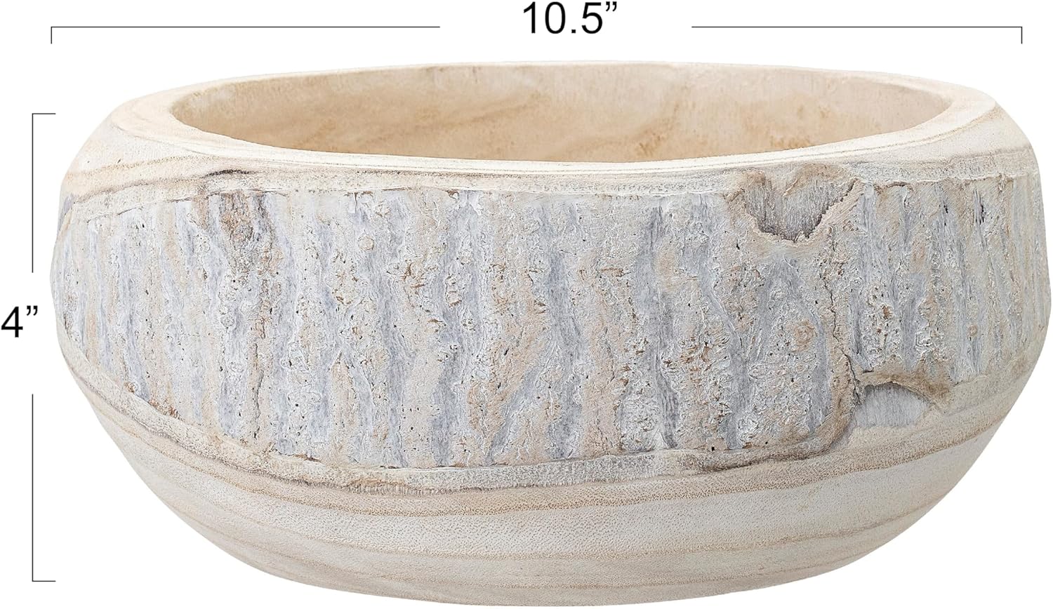 Bloomingville Hand-Carved Paulownia Wood Bowl 105 in Diameter