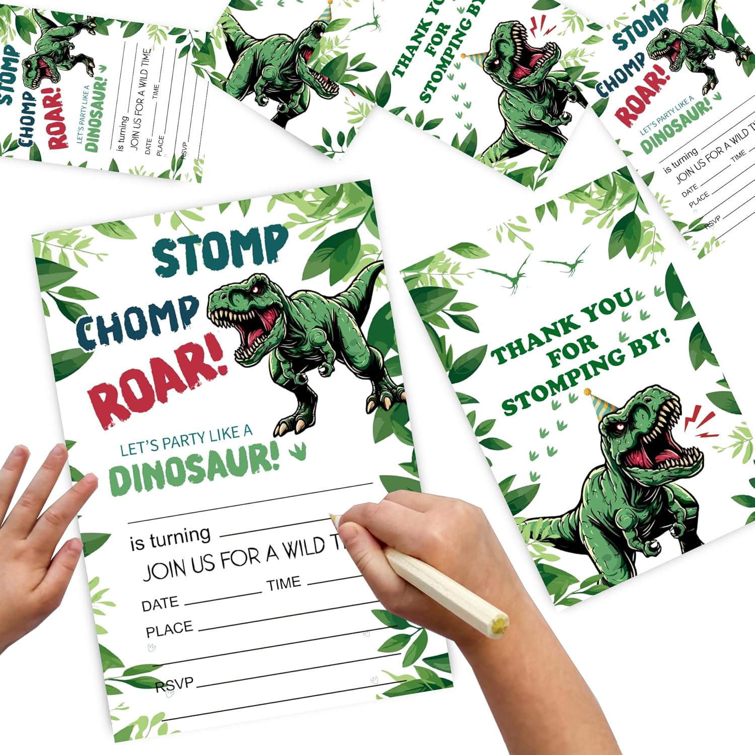 VIVORA Dinosaur Party Invitation Cards Set of 30