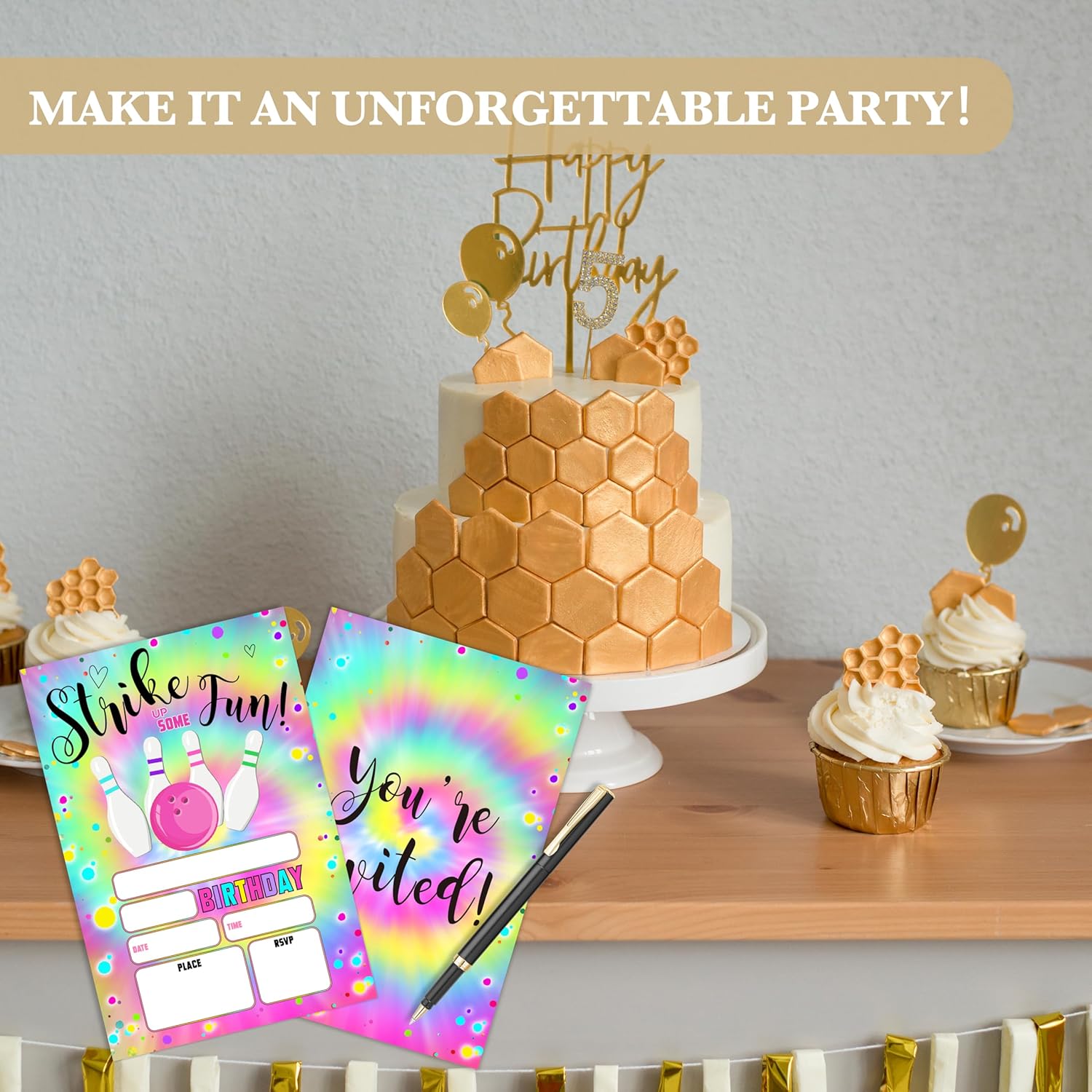 Tie Dye Birthday Invites With Envelopes 20 Pack