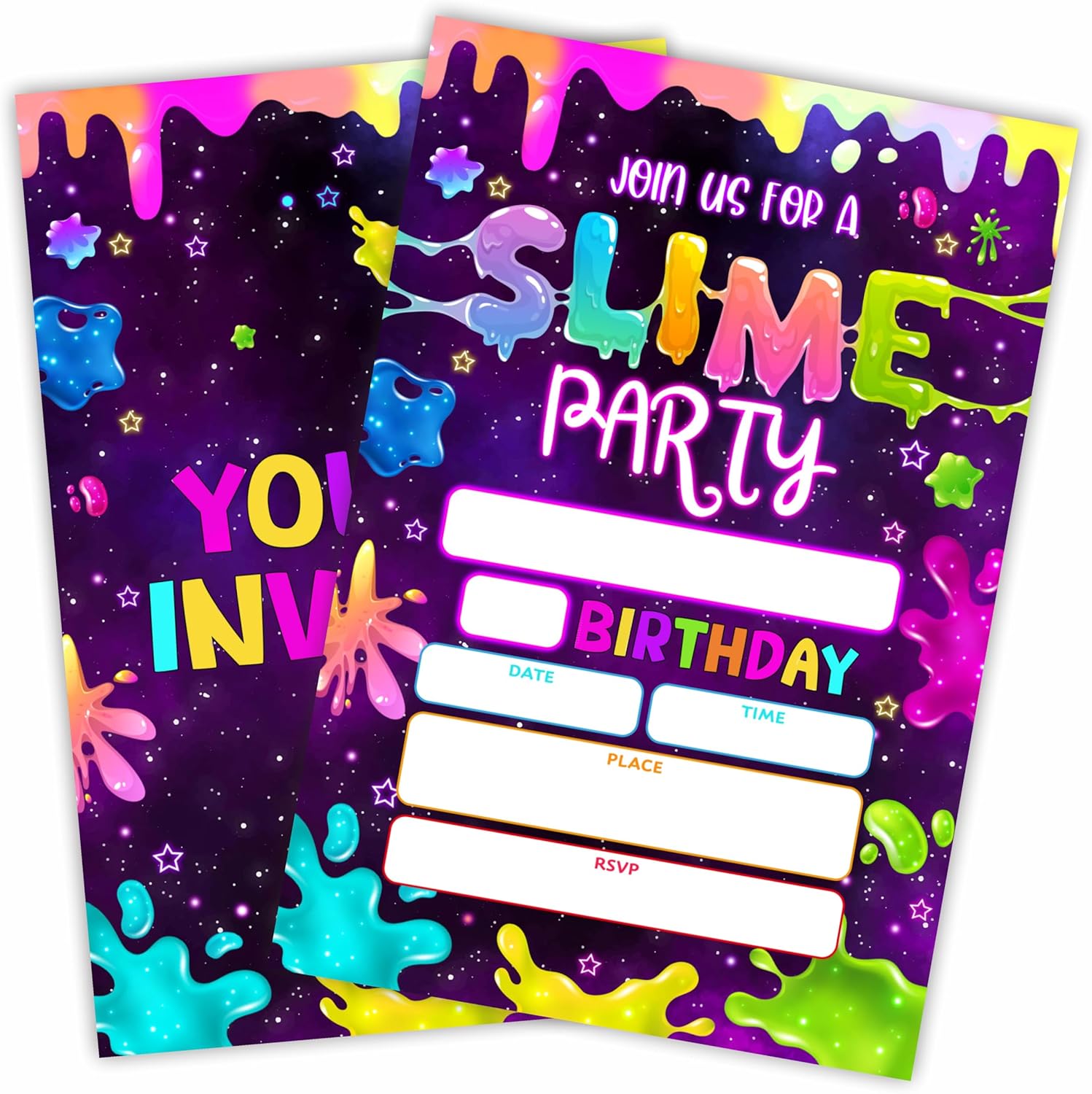 Cudwid Neon Glow Slime Birthday Invites