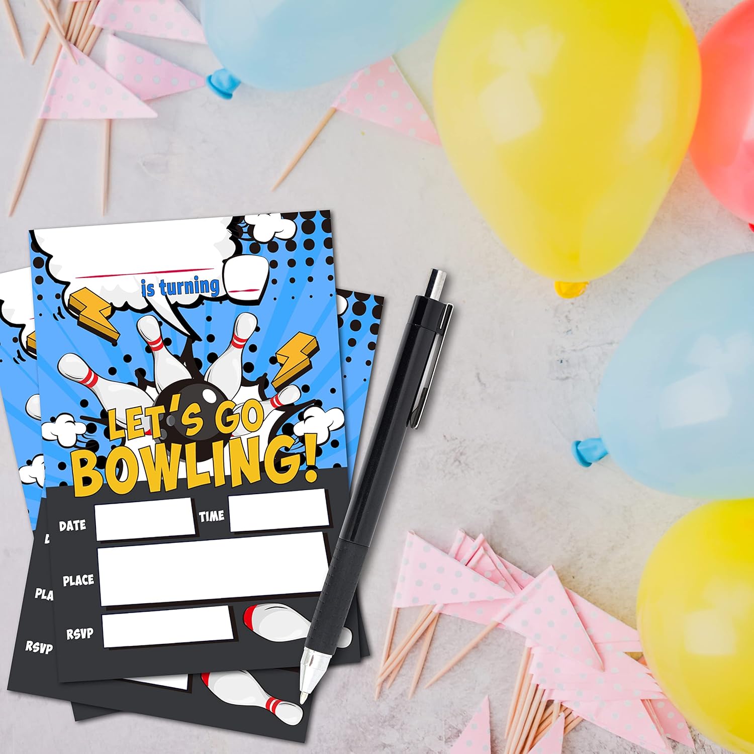 ZIIUFRN Bowling Birthday Invitations 4x6 20 Sets