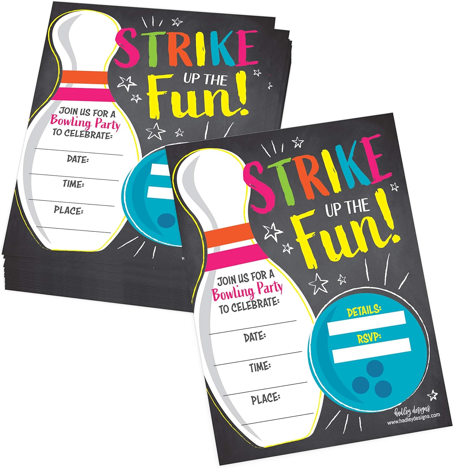 Hadley Designs 25 Bowling Birthday Invitations