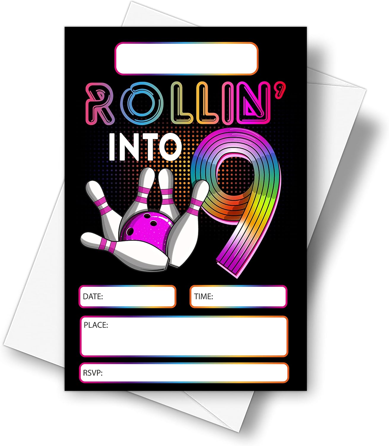 DETIHO 4x6 Bowling Birthday Party Invitations - 20 Sets