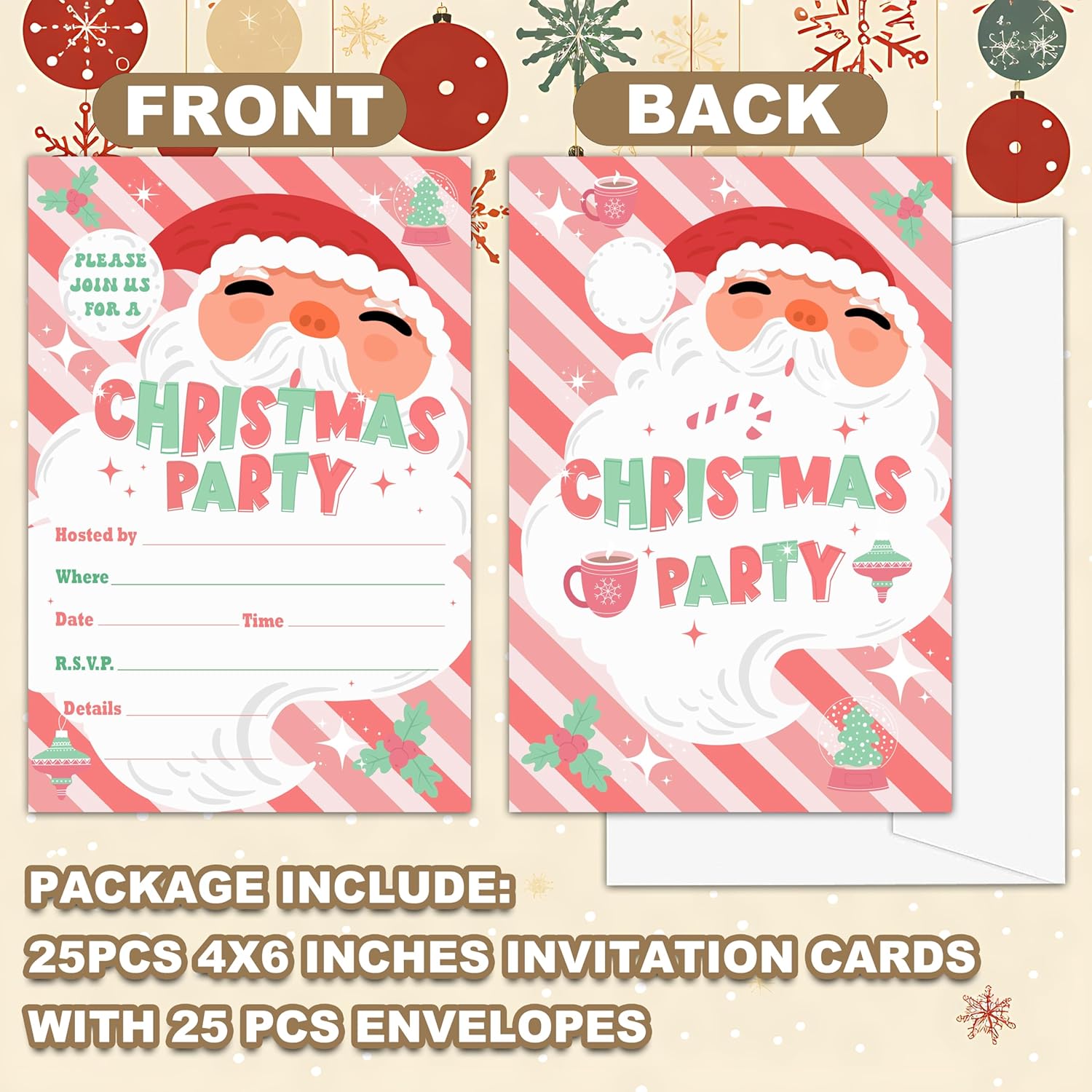 Christmas Party Invitations with Envelops