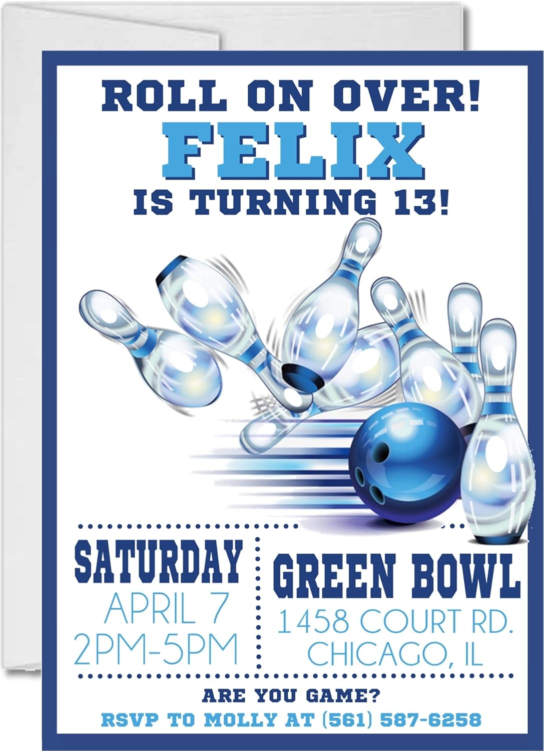 Bowling Birthday Invitation with Envelopes